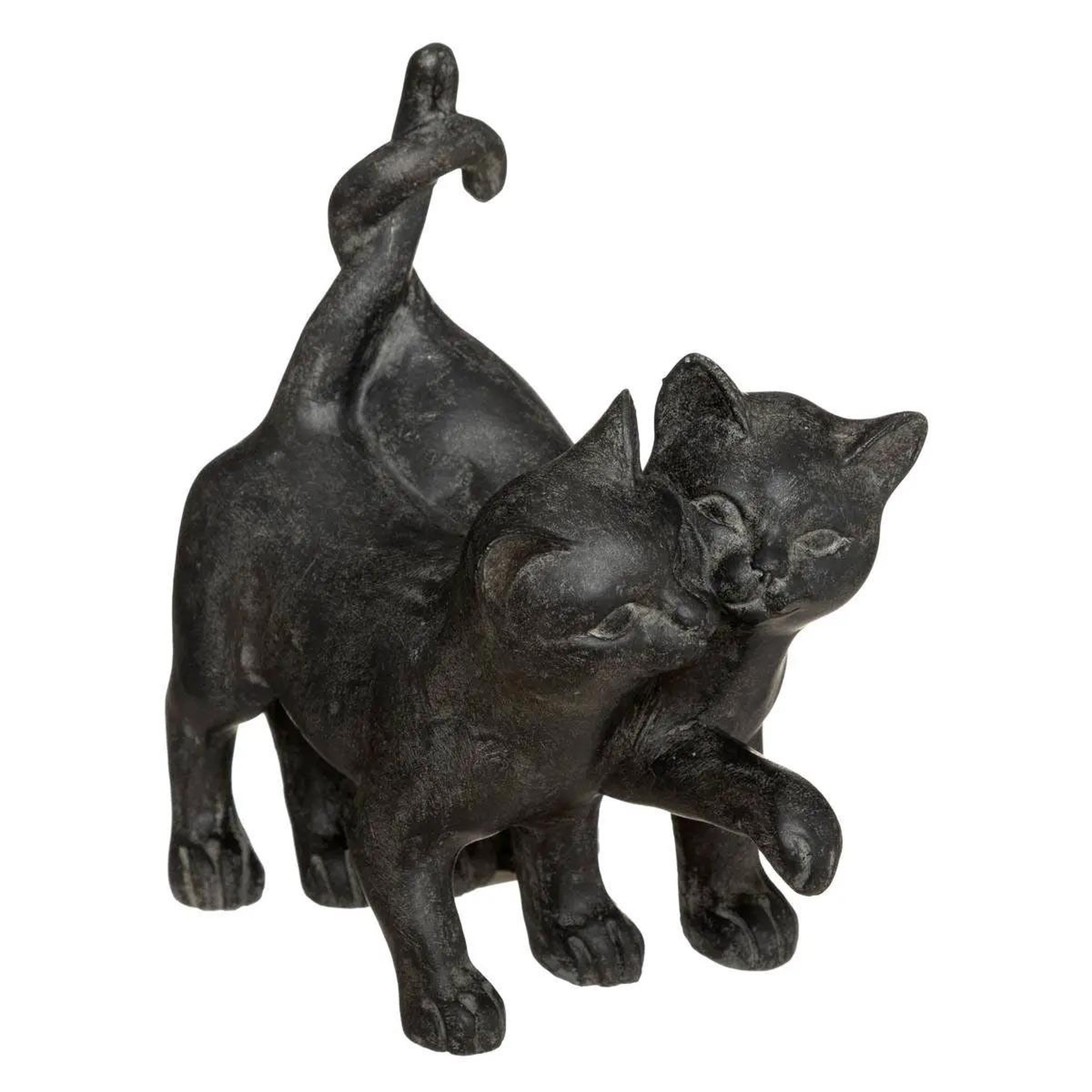 ATMOSPHERA Statuette déco  couple chatons  15cm noir