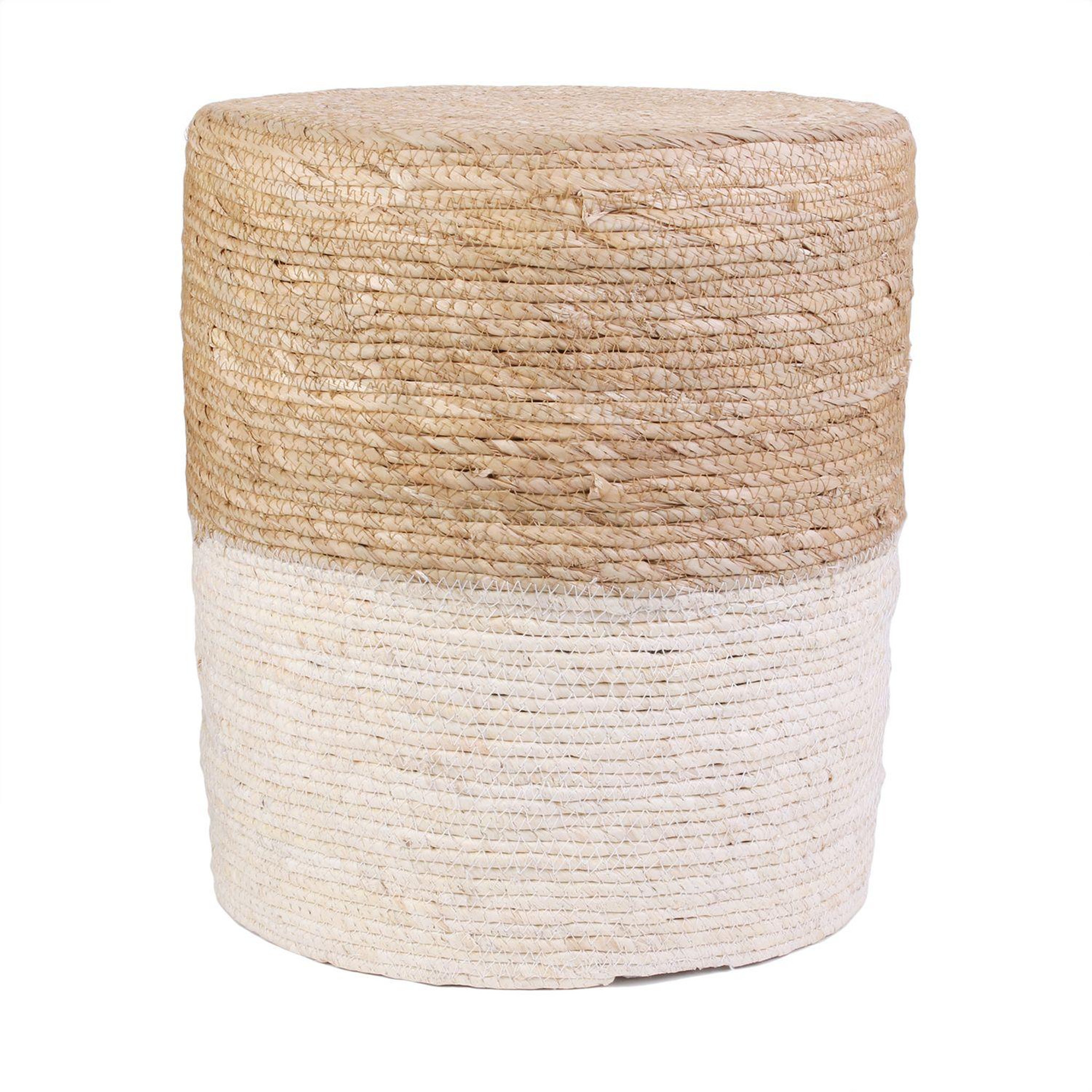 Voir la diapositive 1 : The Home Deco Factory Pouf tressé en jonc Blue Lagoon