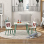 Voir la diapositive 2 : HOMCOM Ensemble table et chaises enfant design animaux de la forêt - table carrée + 2 chaises - bois pin MDF vert