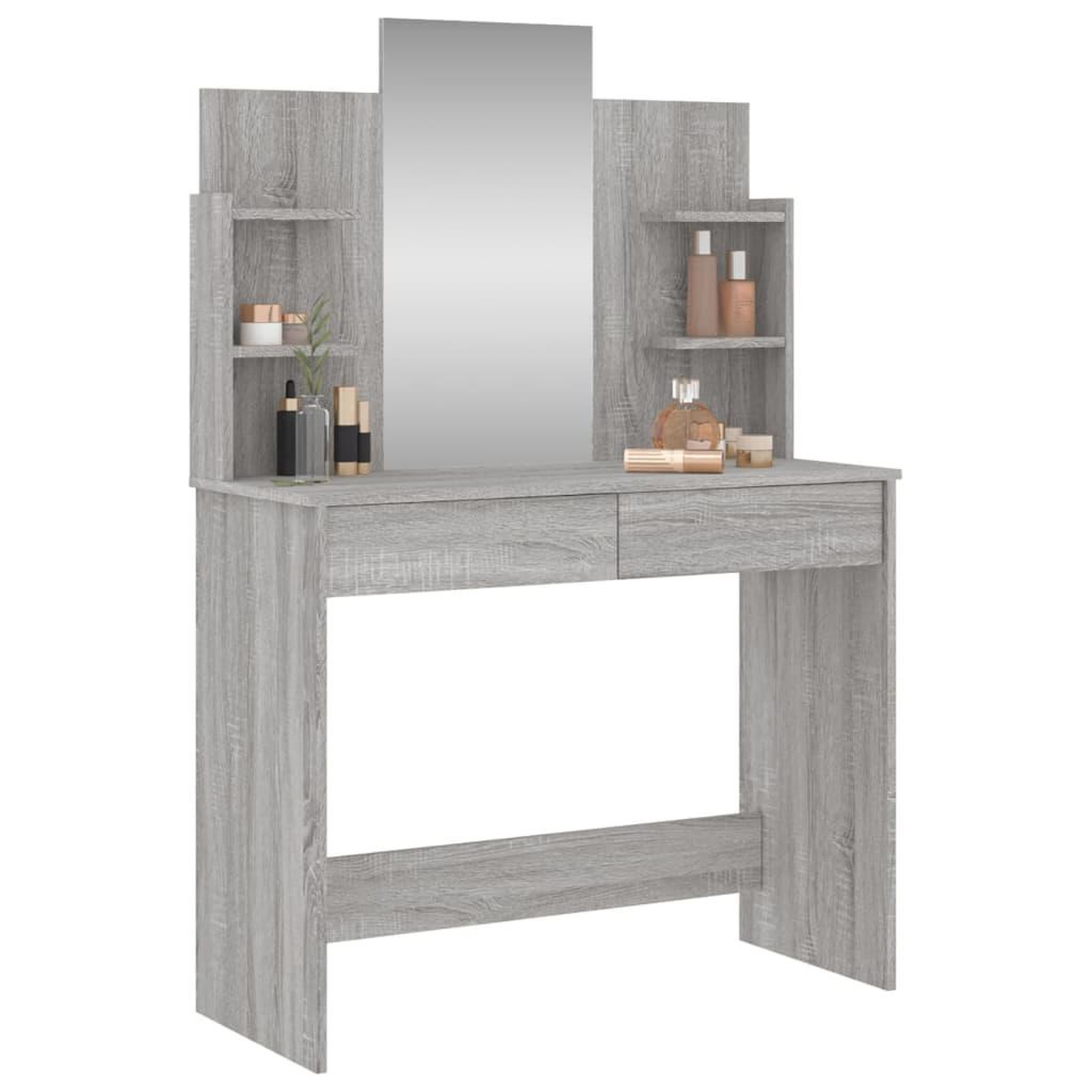 Voir la diapositive 3 : VIDAXL Coiffeuse avec miroir sonoma gris 96x39x142 cm