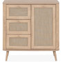 Voir la diapositive 1 : HOMIFAB Petit buffet cannage et effet bois naturel 81 cm - Padang