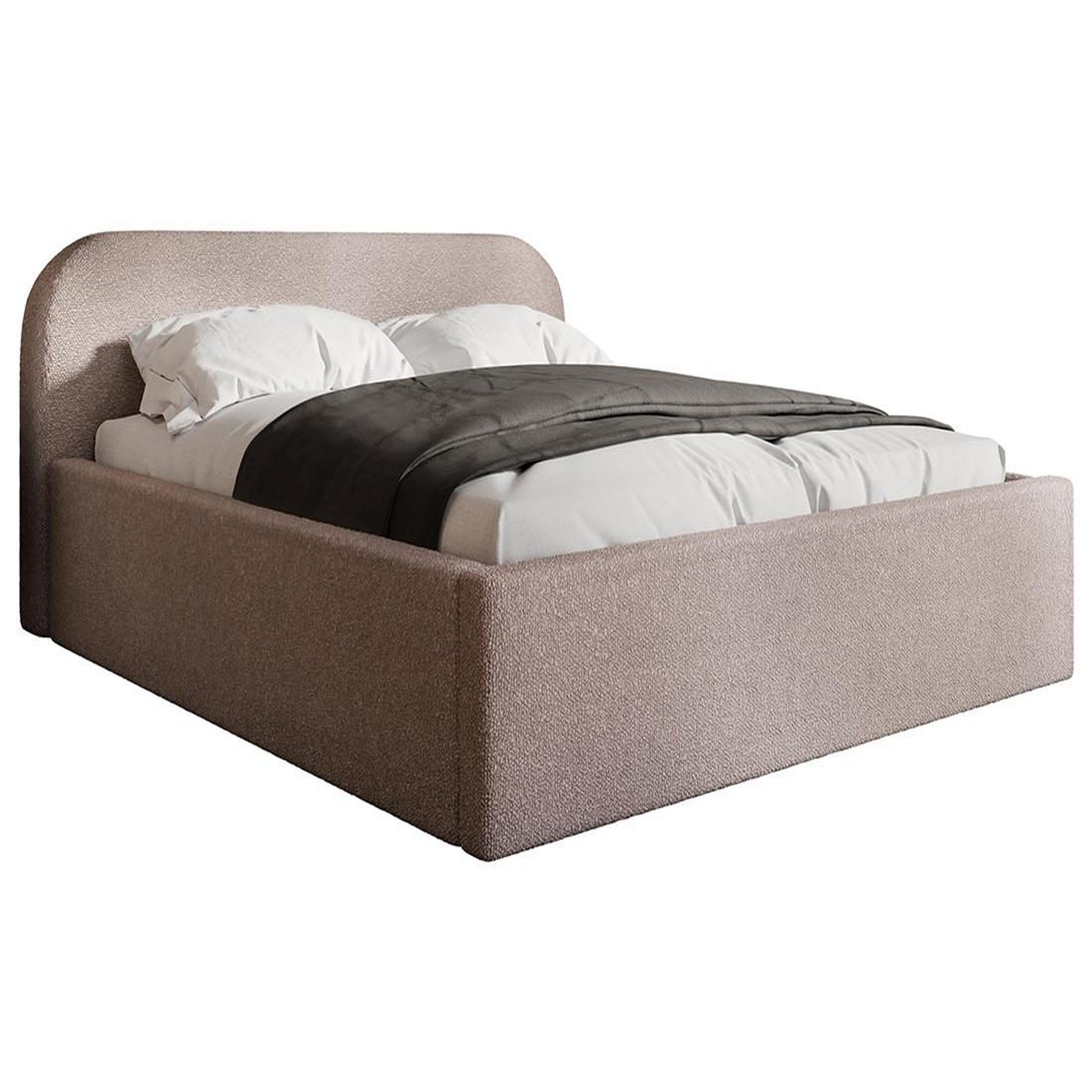 Voir la diapositive 2 : BEST MOBILIER Orane - lit coffre - 160x200 cm - en tissu bouclette