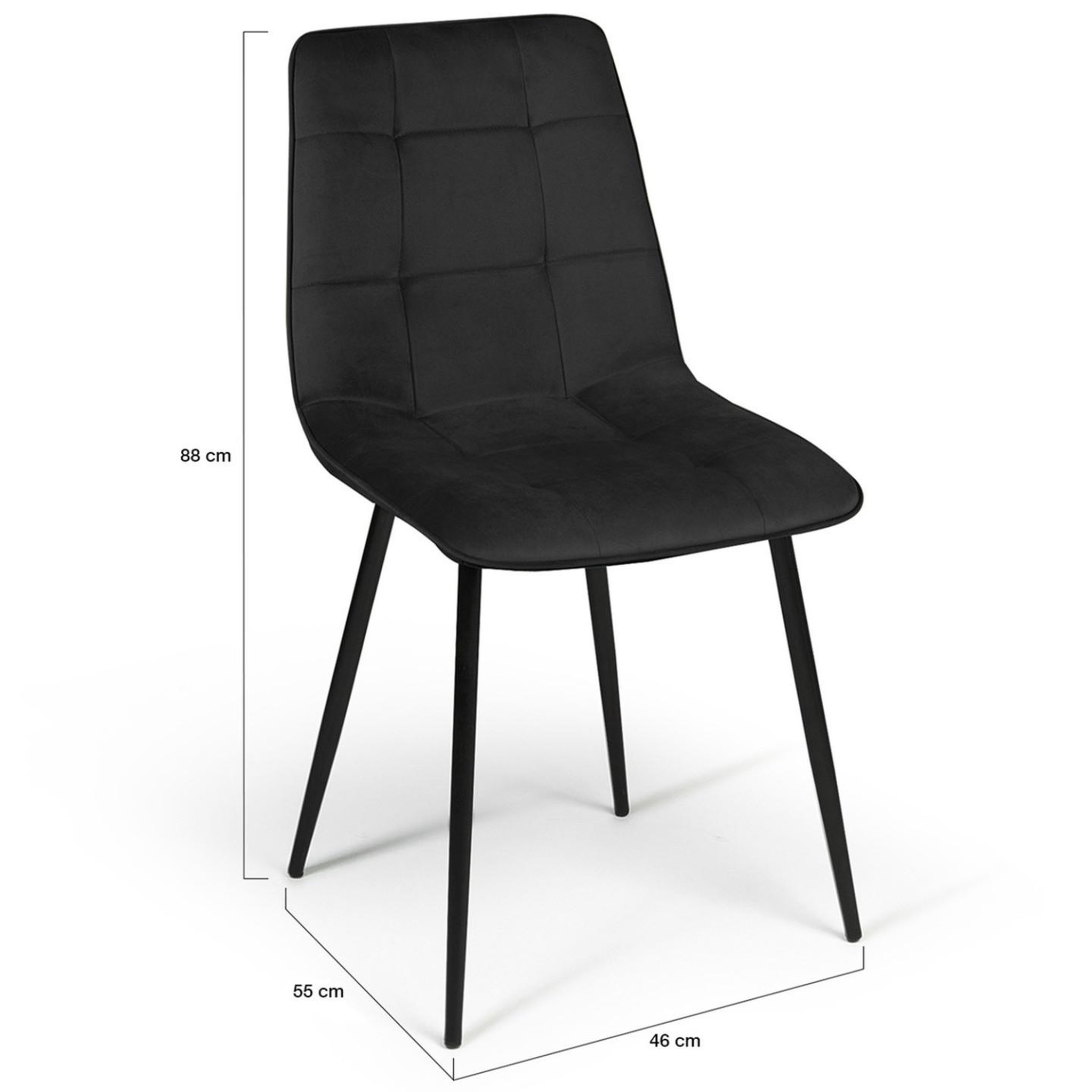 Voir la diapositive 5 : ID MARKET Lot de 4 chaises mila en velours noir pour salle à manger