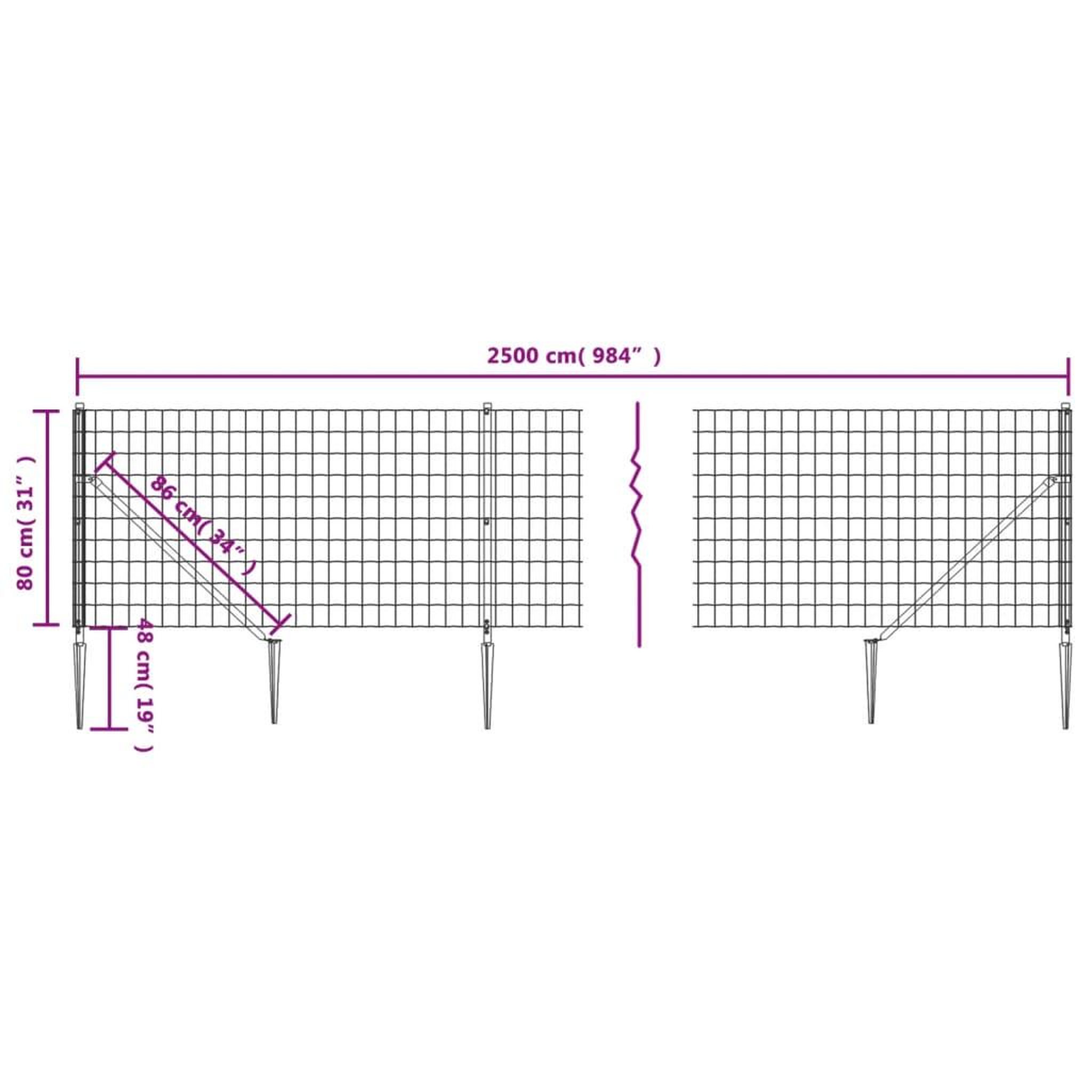 Voir la diapositive 5 : VIDAXL Cloture en treillis metallique et piquet d'ancrage vert 0,8x25m