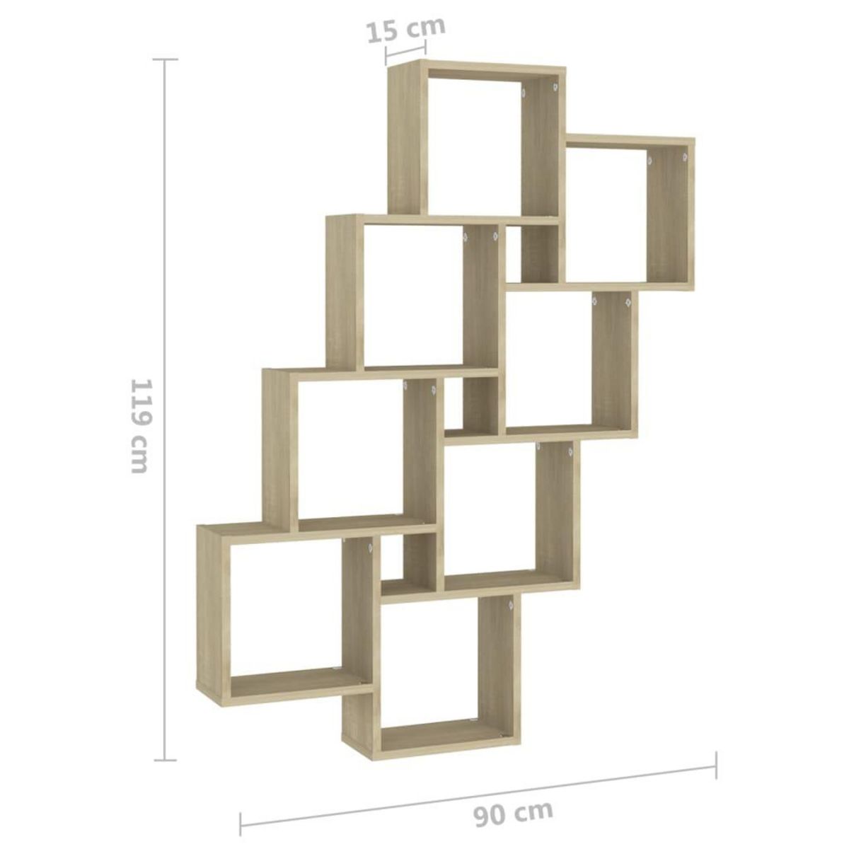 VIDAXL Etagere murale cube Chene sonoma 90x15x119 cm Bois d'ingenierie