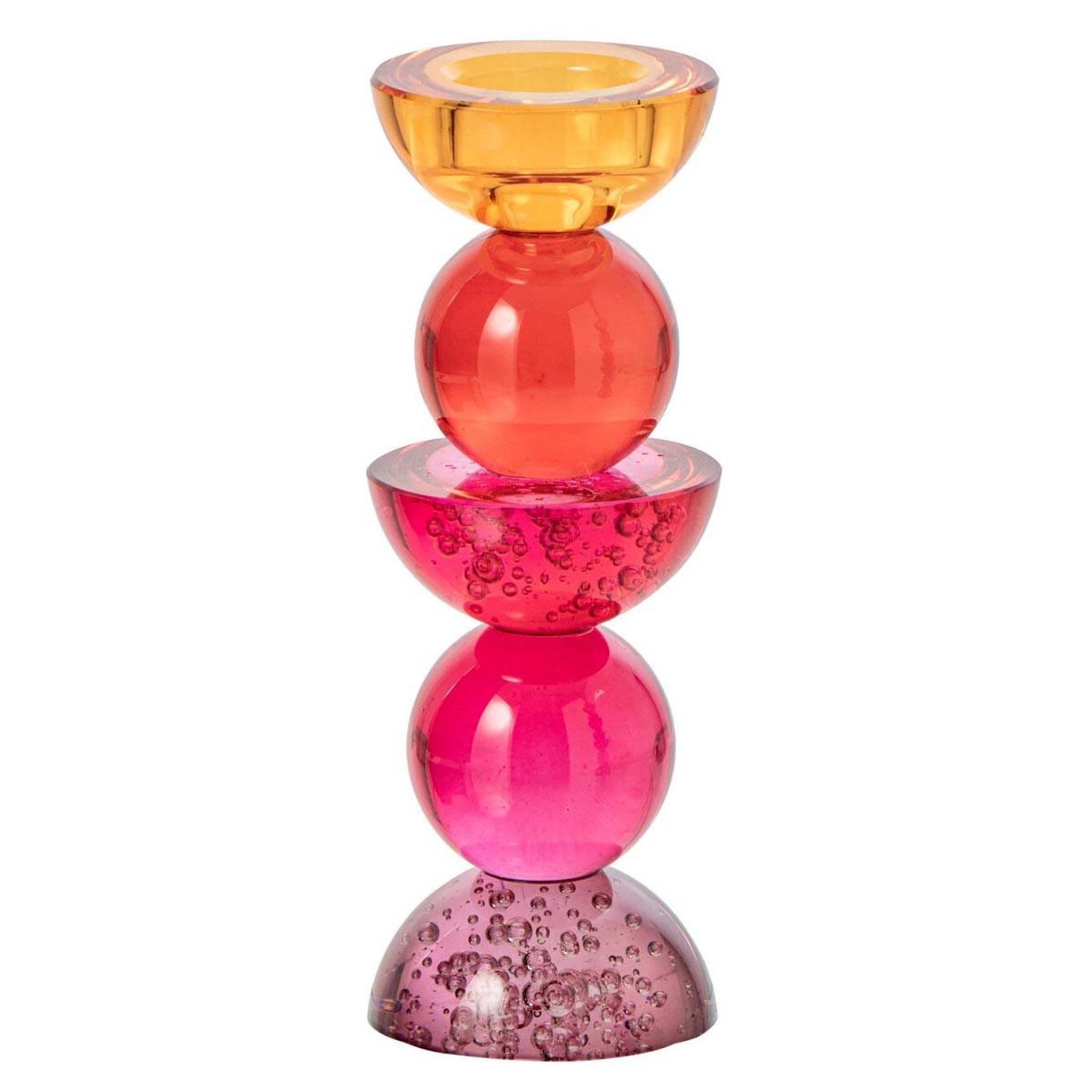 J-LINE Bougeoir design en verre  yannis  21cm rose & orange