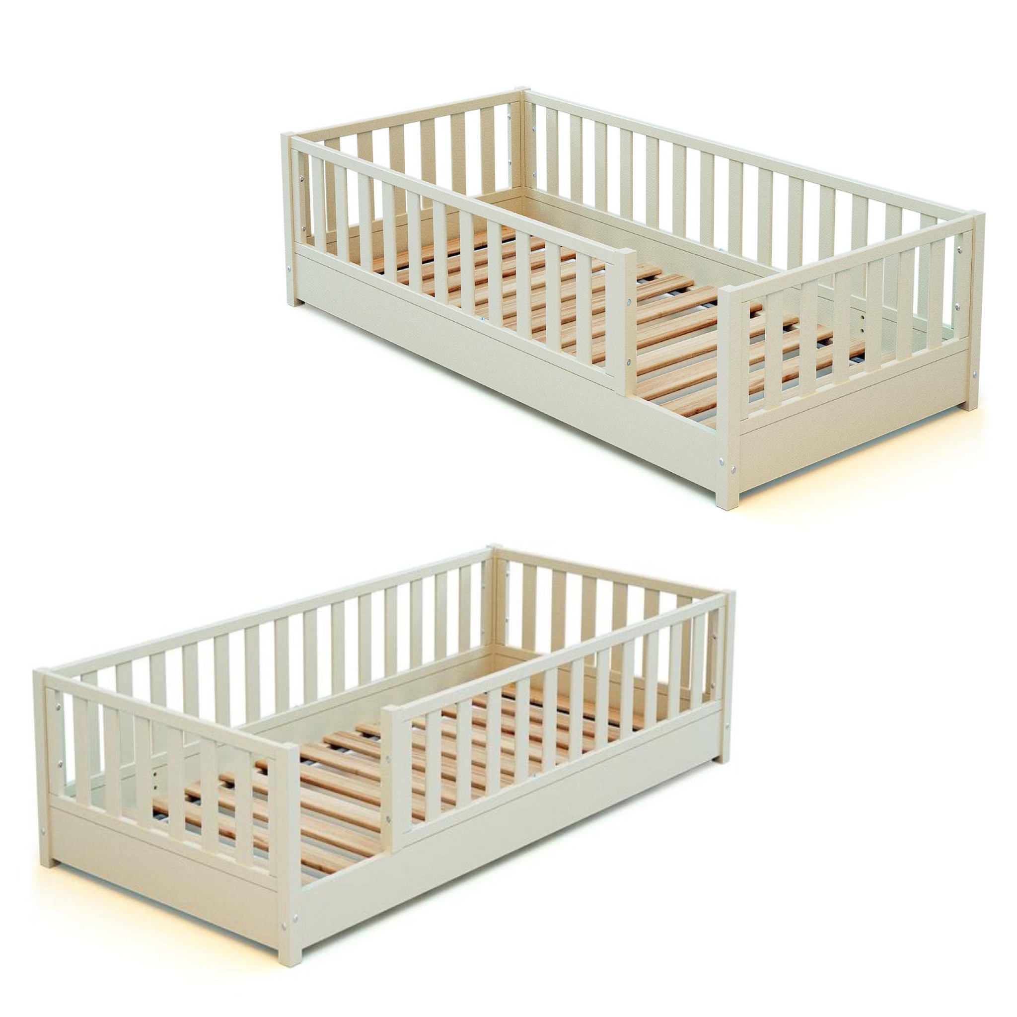 Voir la diapositive 4 : JURABABY Lit au sol enfant en bois SONHO avec matelas - 90x190