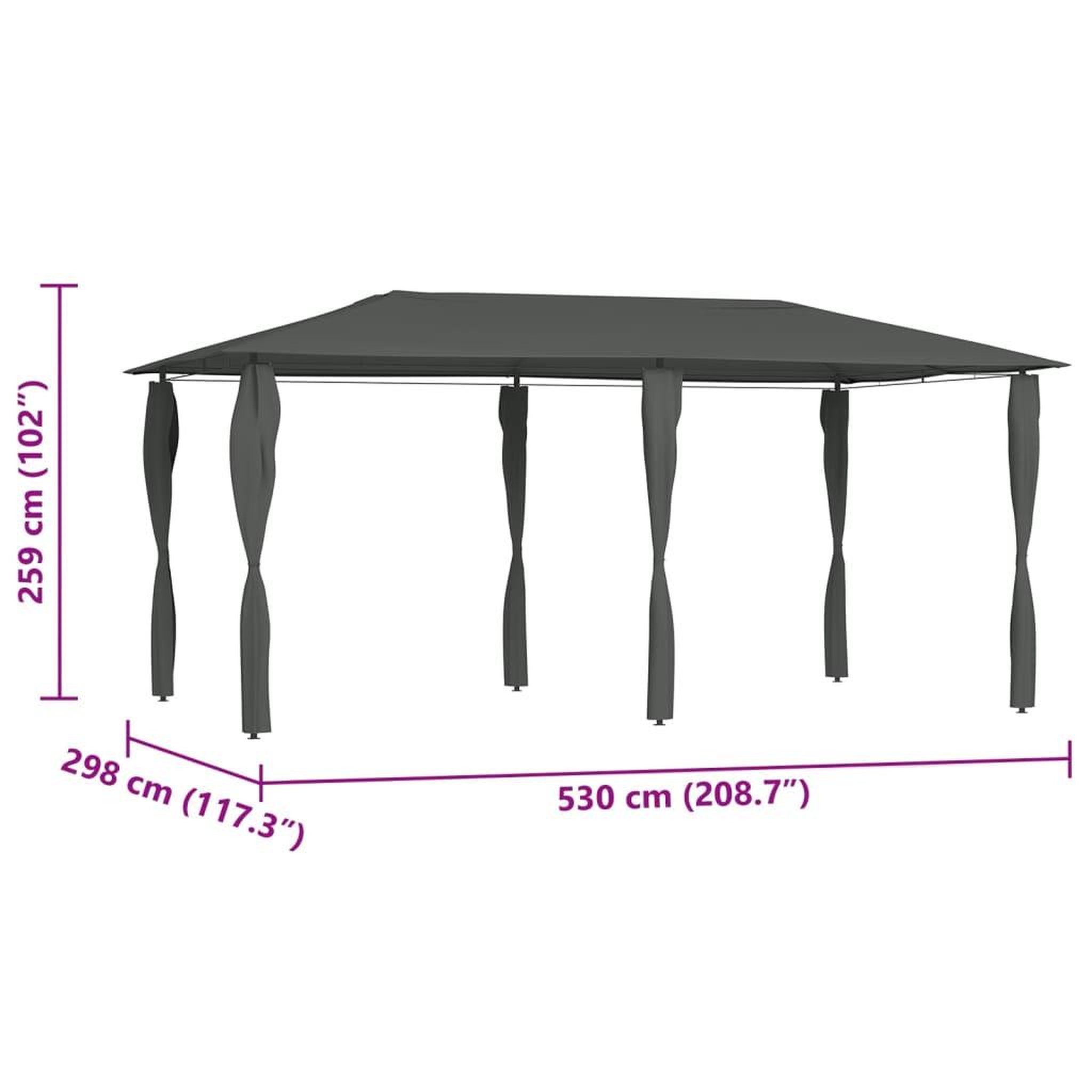 Voir la diapositive 5 : VIDAXL Belvedere avec revetement de poteaux 2,98x5,3x2,59 m 160 g/m^2