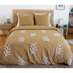 Home collection Parure de couette tuftées en coton lavé - feuillu. Coloris disponibles : Beige