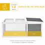 Voir la diapositive 4 : PAWHUT Clapier de sol enclos extérieur niche porte double toit ouvrant fil métallique bois sapin pré-huilé peint gris blanc