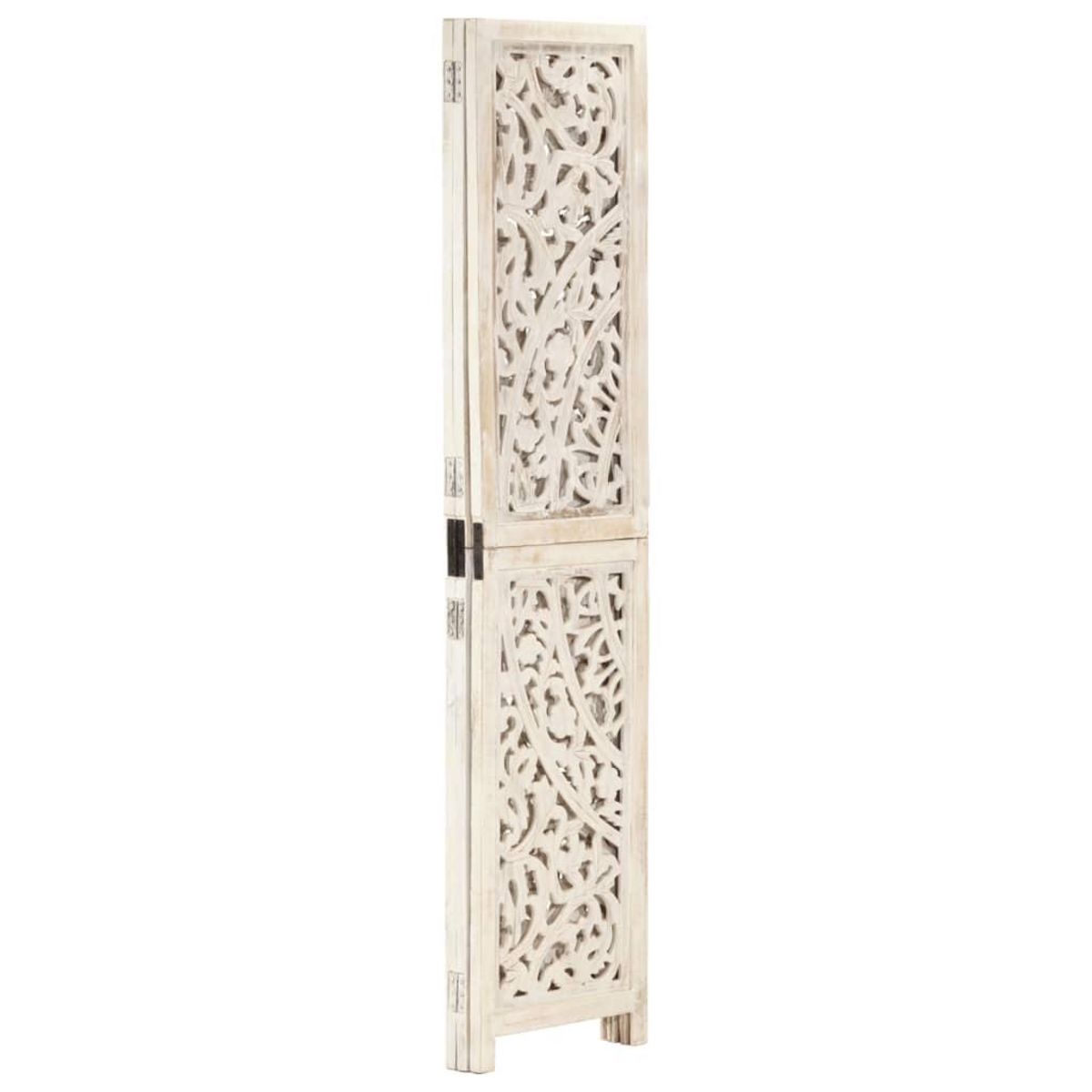 VIDAXL Cloison de separation 3 panneaux Blanc 120x165 cm Bois manguier