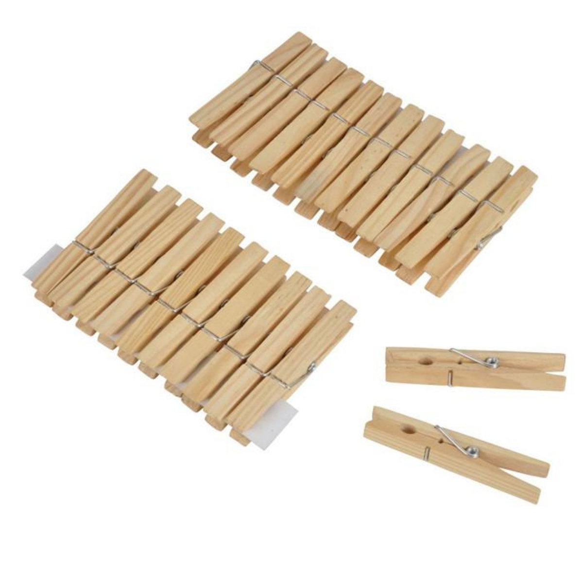 Paris Prix Lot de 24 Pinces à Linge  Bois  7cm Naturel