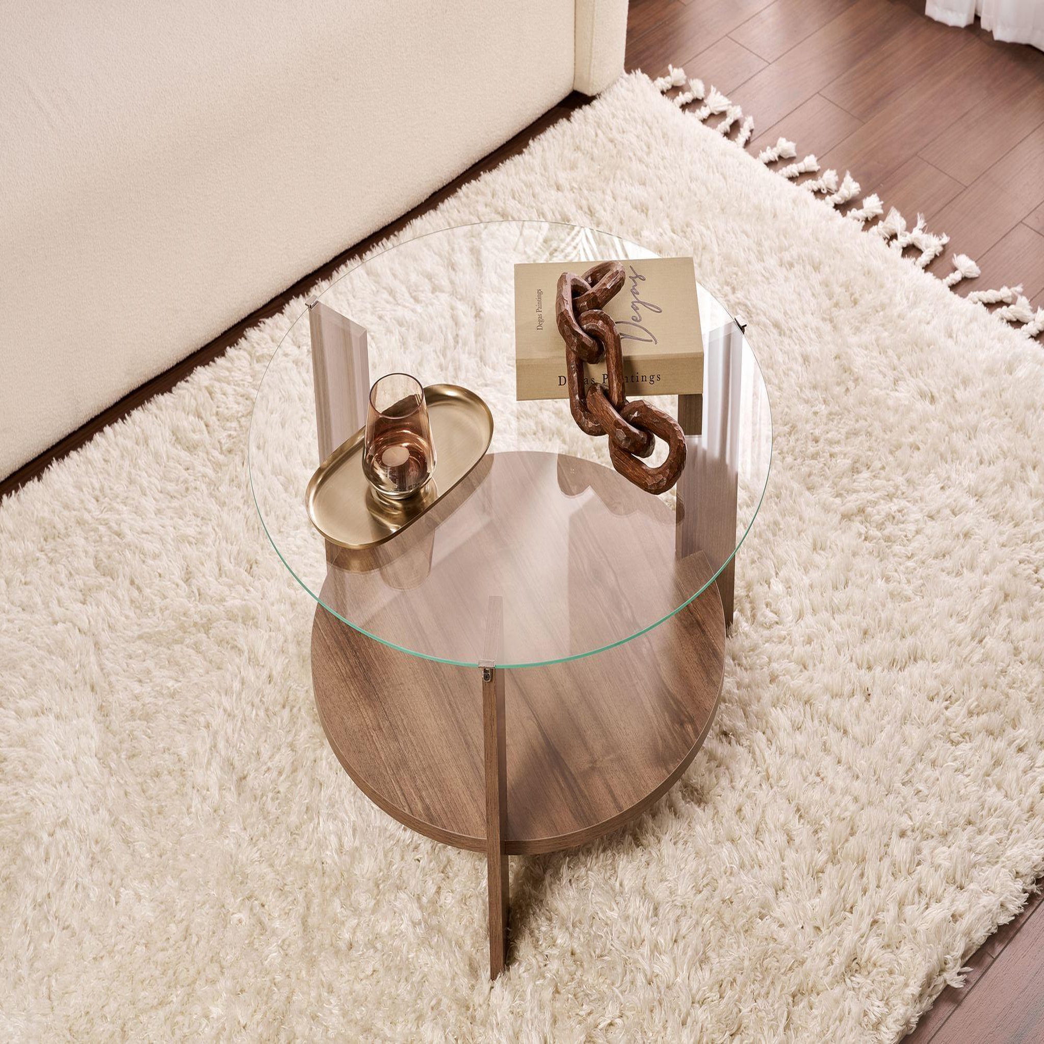 Voir la diapositive 4 : Habitat et Jardin Table basse en bois  clara  - 75 x 75 x 40 cm - noyertransparent