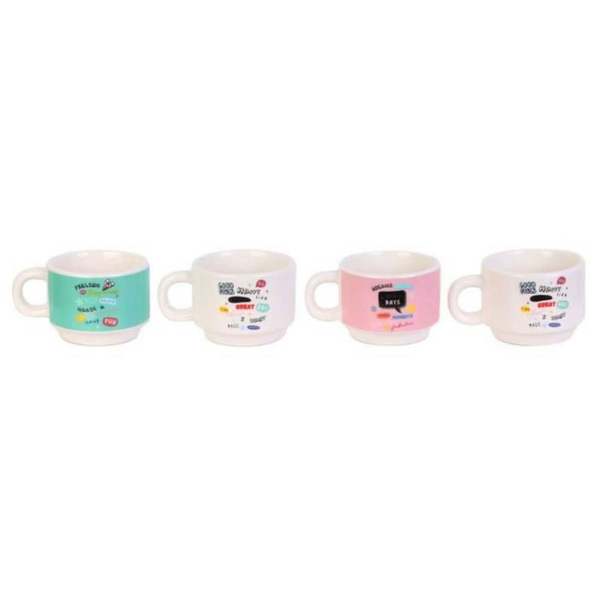 Paris Prix Lot de 4 Tasses Empilables  Expresso  9cm Multicolore