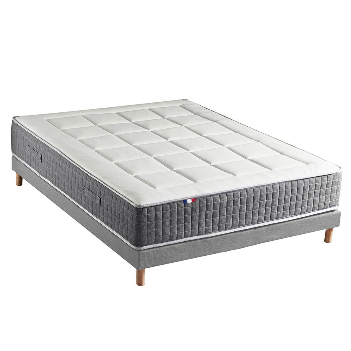 IDLITERIE Ensemble Matelas Ressort 7 zones H.28cm + Sommier Fabriqué en France MAX