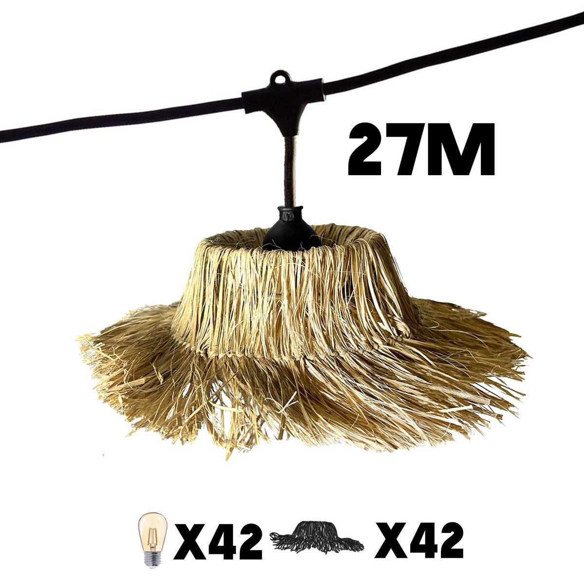 Lumisky Lot de 6 guirlandes TAHITI Beige Paille 6M