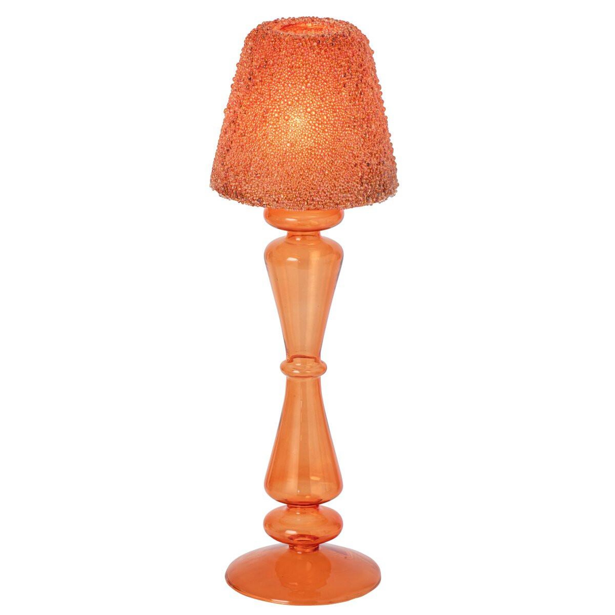 Voir la diapositive 2 : J-LINE Photophore lampe en verre  silje  31cm orange