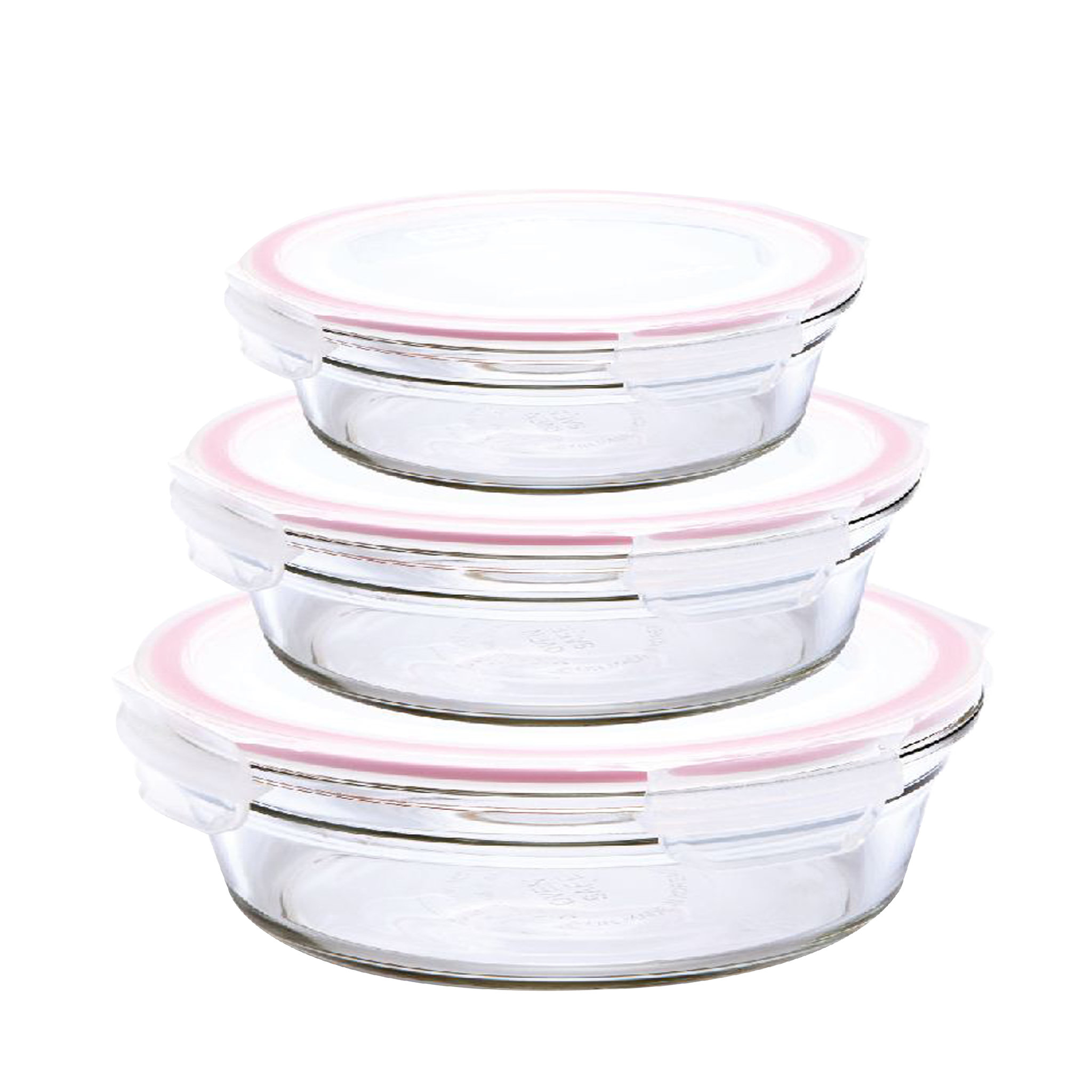 Lot de 3 boîtes rondes en verre