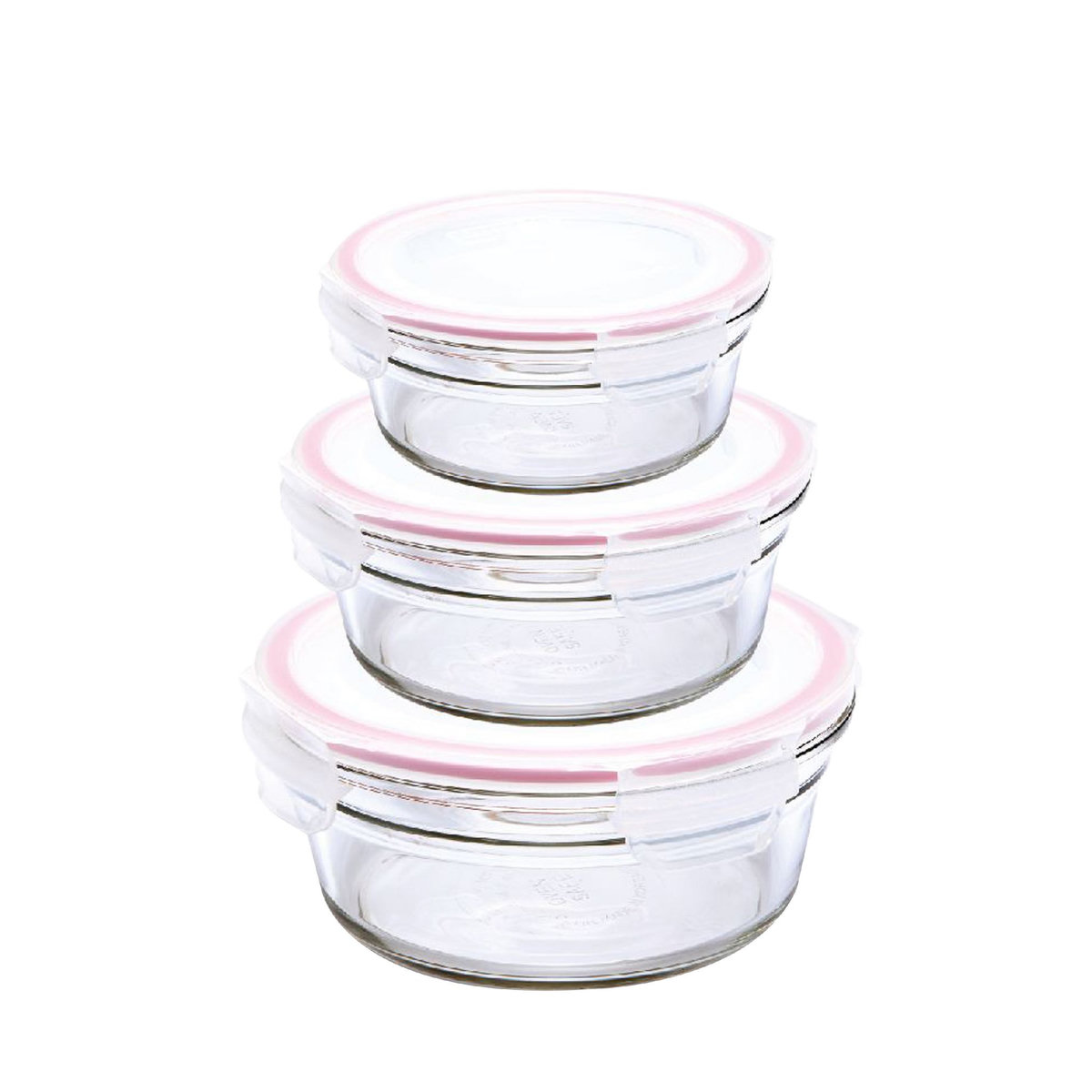 Lot de 3 boîtes rondes en verre