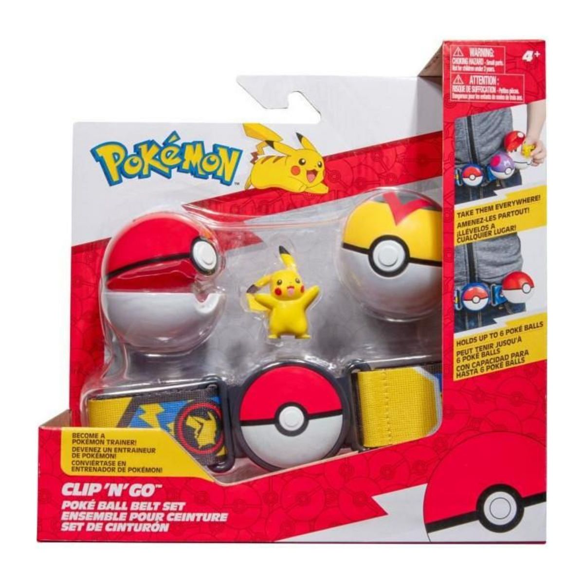 BANDAI Ceinture Clip 'N' Go Pikachu Pokémon Day - BANDAI - Pokémon - 1 ceinture, 2 Poké Balls et 1 figurine Pikachu 5 cm