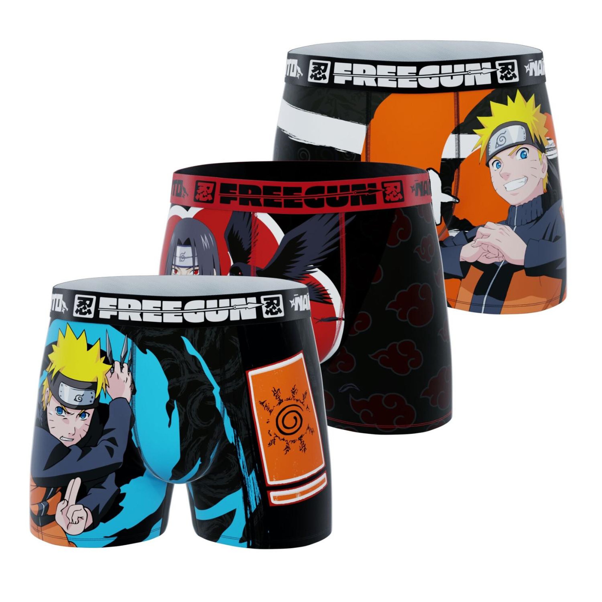 Voir la diapositive 1 : FREEGUN Lot de 3 boxers junior Naruto Shippuden