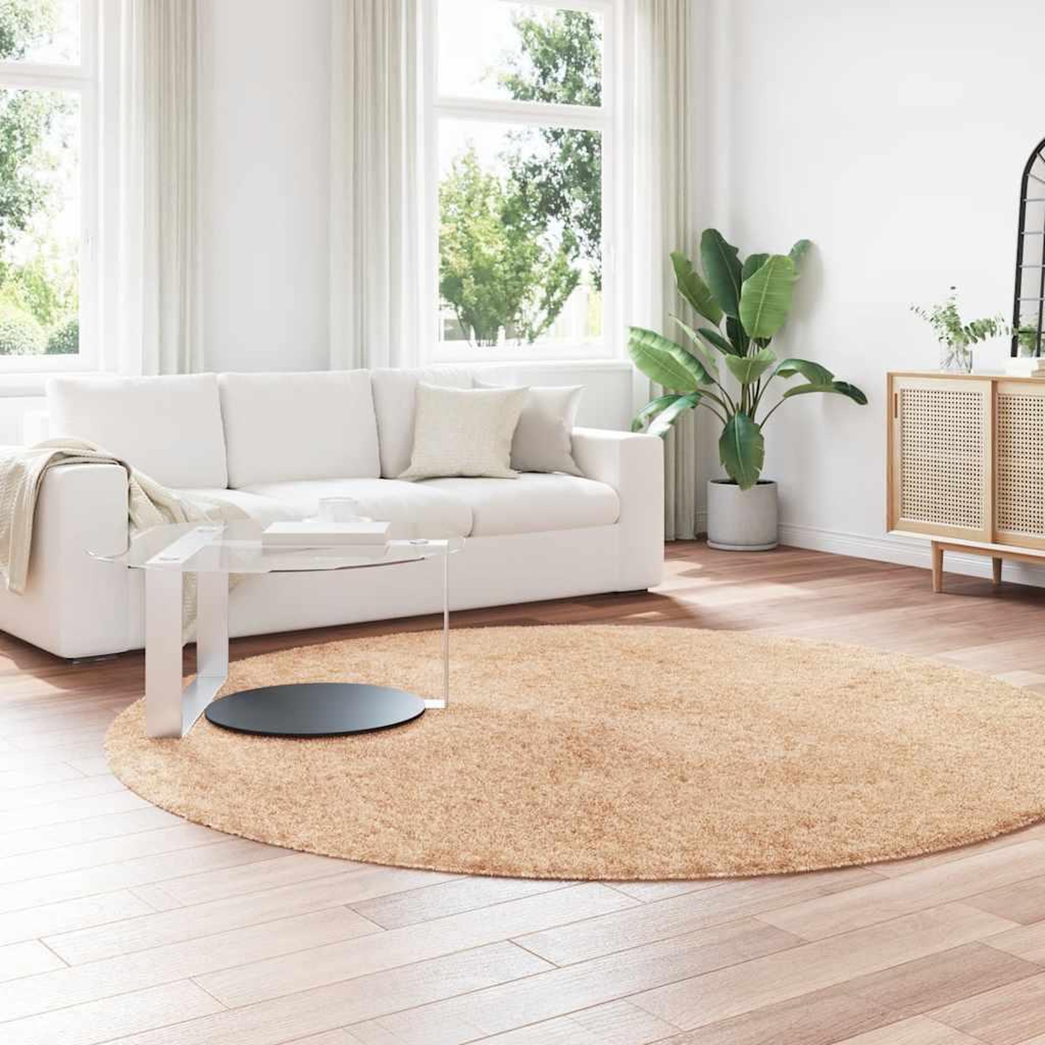 Voir la diapositive 3 : VIDAXL Tapis shaggy a poils longs NAVARRA beige 240x240 cm polyester