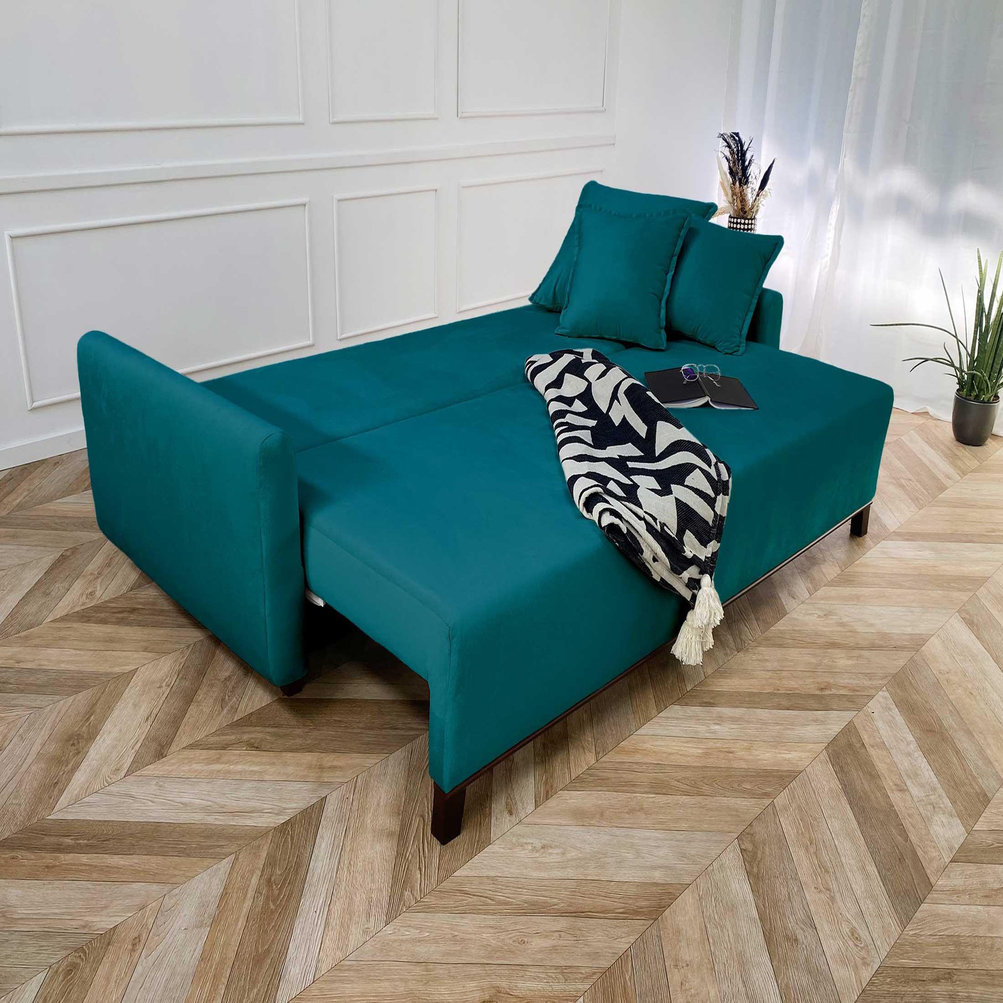 Voir la diapositive 2 : LISA DESIGN Apia - canapé 3 places - convertible avec coffre - en velours