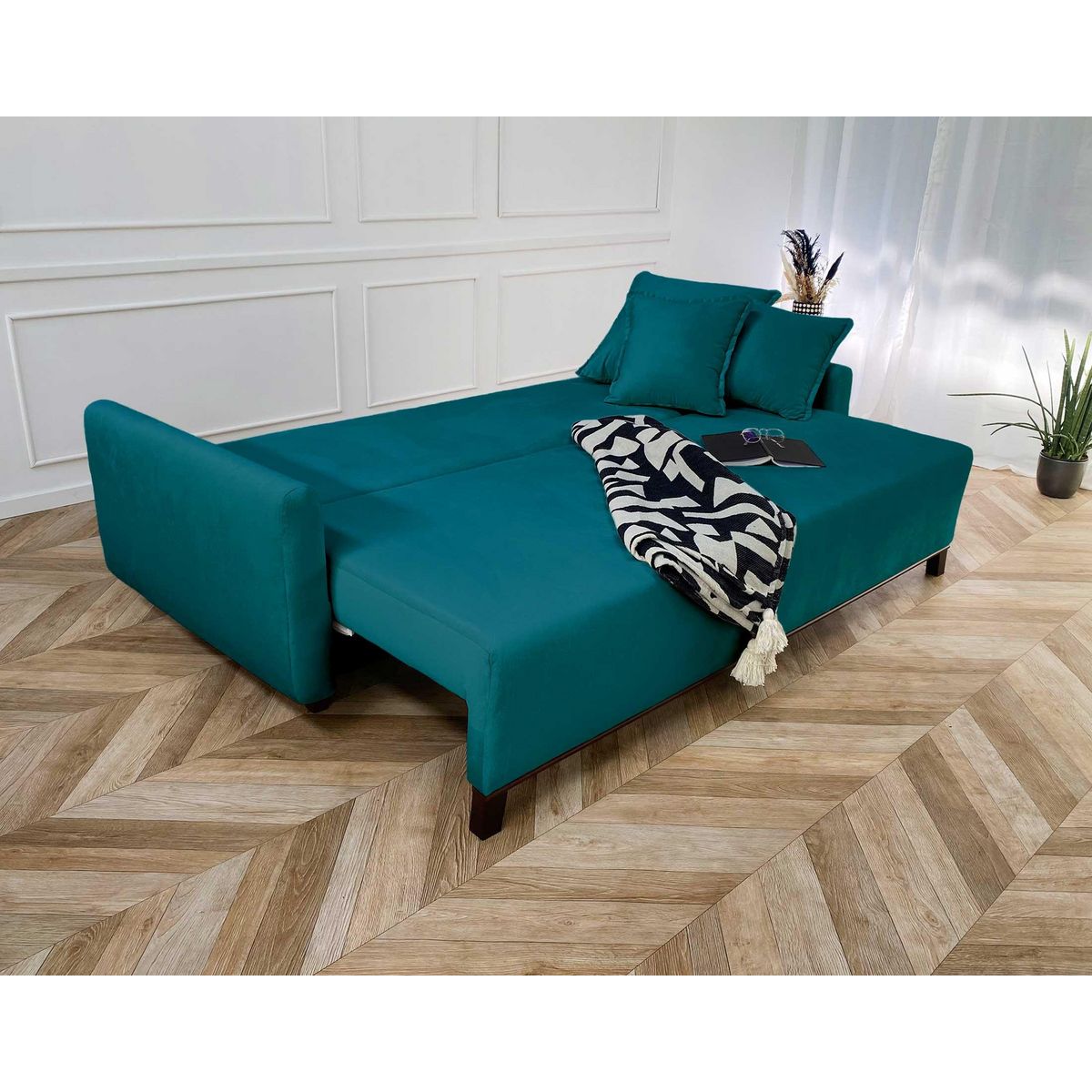 LISA DESIGN Apia - canapé 3 places - convertible avec coffre - en velours