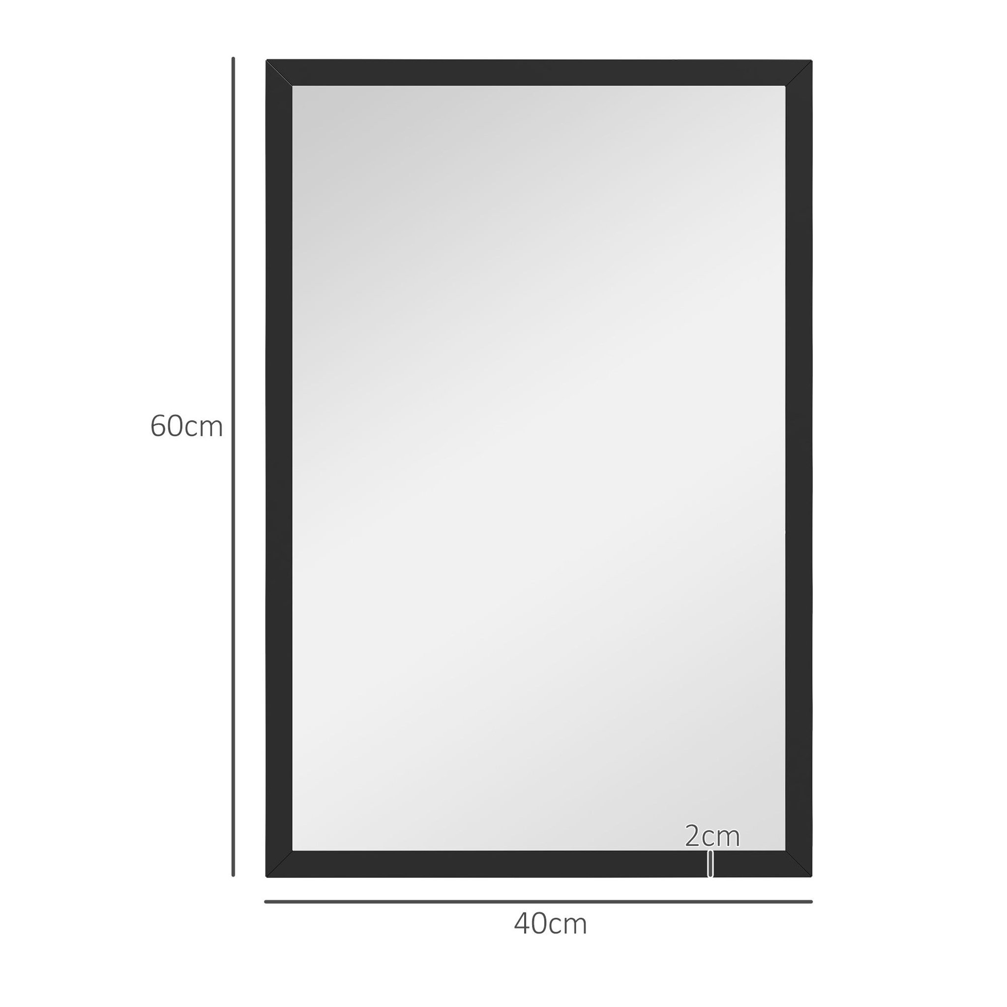 Voir la diapositive 3 : HOMCOM Miroir mural rectangulaire dim. 40L x 60H cm cadre bois noir