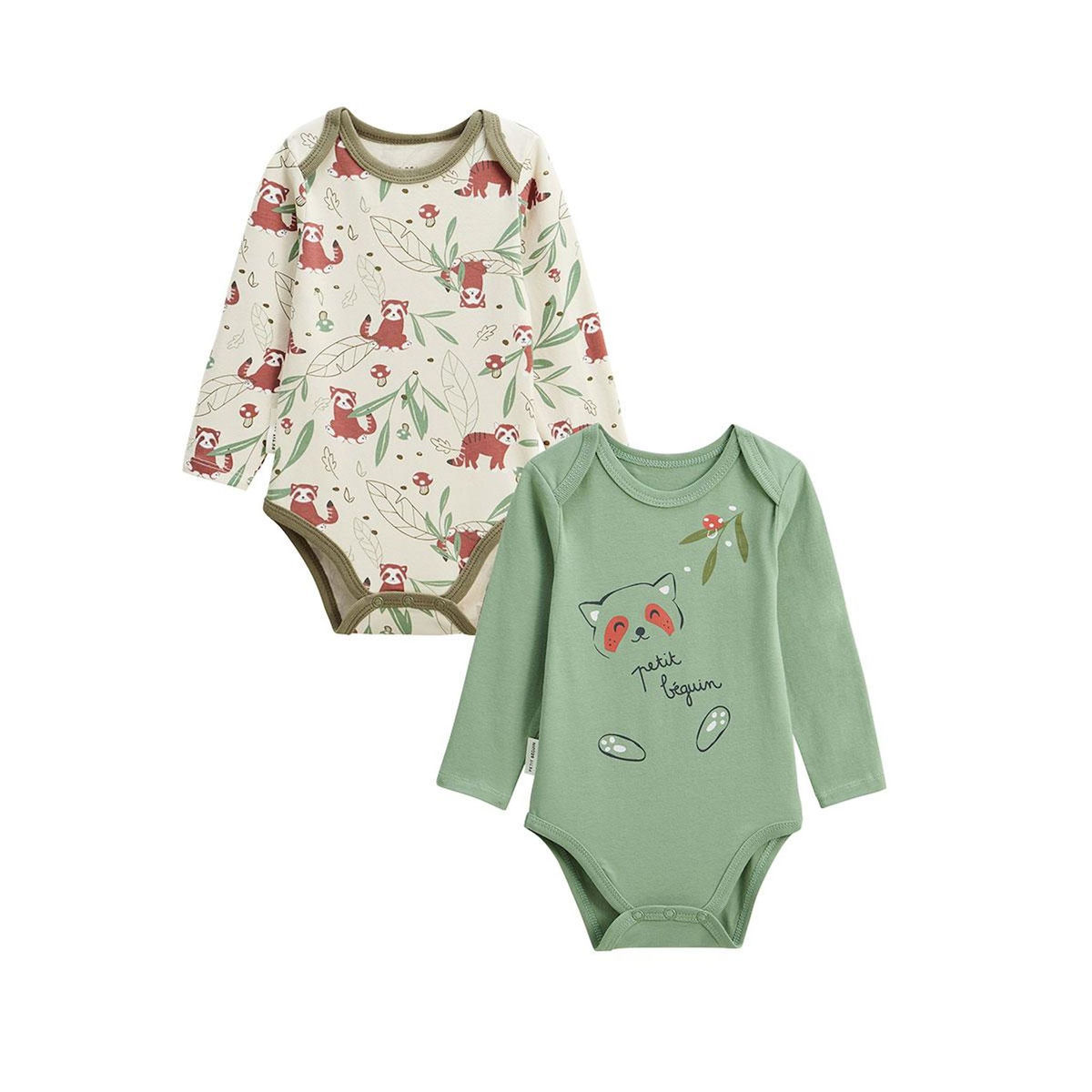Petit Béguin Lot de 2 bodies bébé manches longues Gustin
