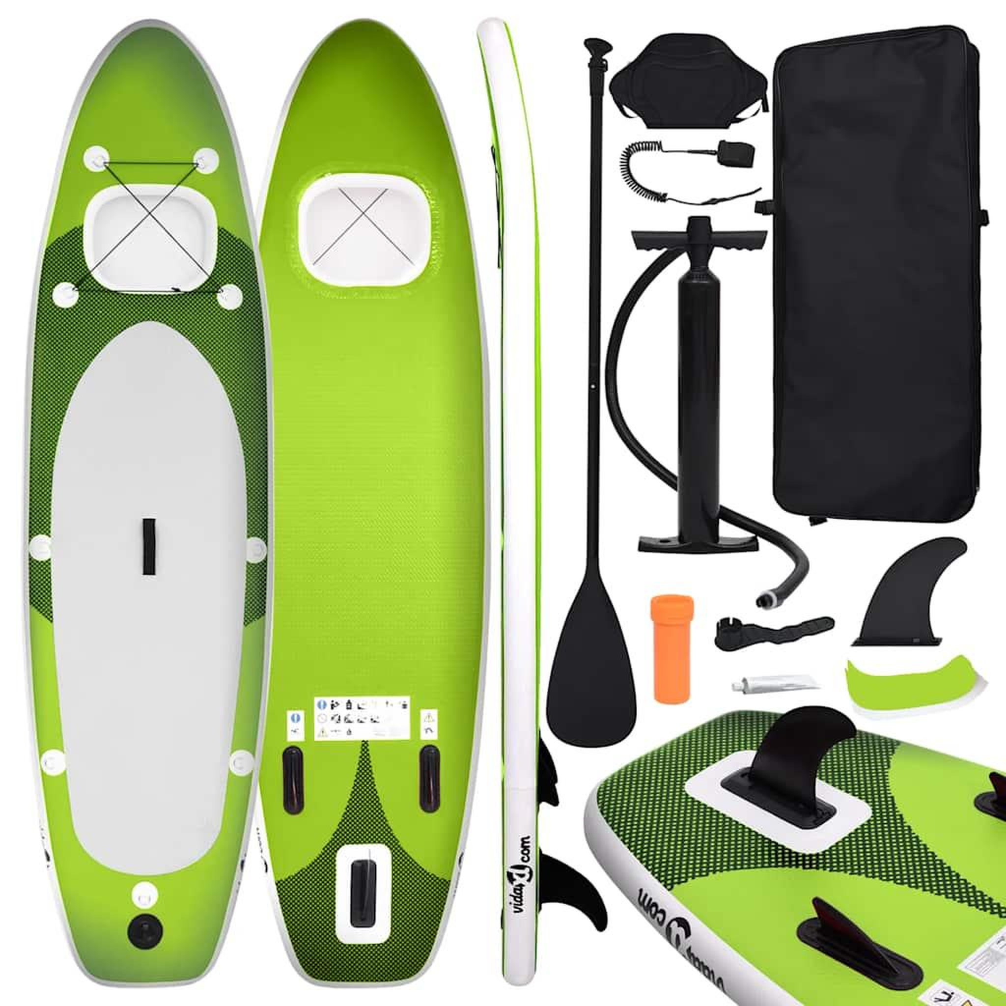VIDAXL Ensemble de planche SUP gonflable Vert 360x81x10 cm
