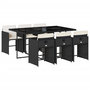 Voir la diapositive 2 : VIDAXL Ensemble a manger de jardin coussins 7pcs Noir Resine tressee