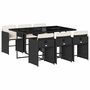 Voir la diapositive 2 : VIDAXL Ensemble a manger de jardin coussins 7pcs Noir Resine tressee