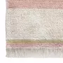 Lorena Canals Tapis lavable en coton - beige avec lignes rose et jaune - 140 x 200 cm
