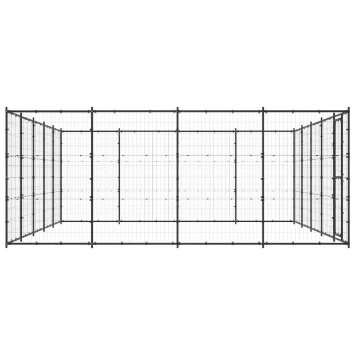 VIDAXL Chenil d extérieur pour chiens Acier 24,2 m²