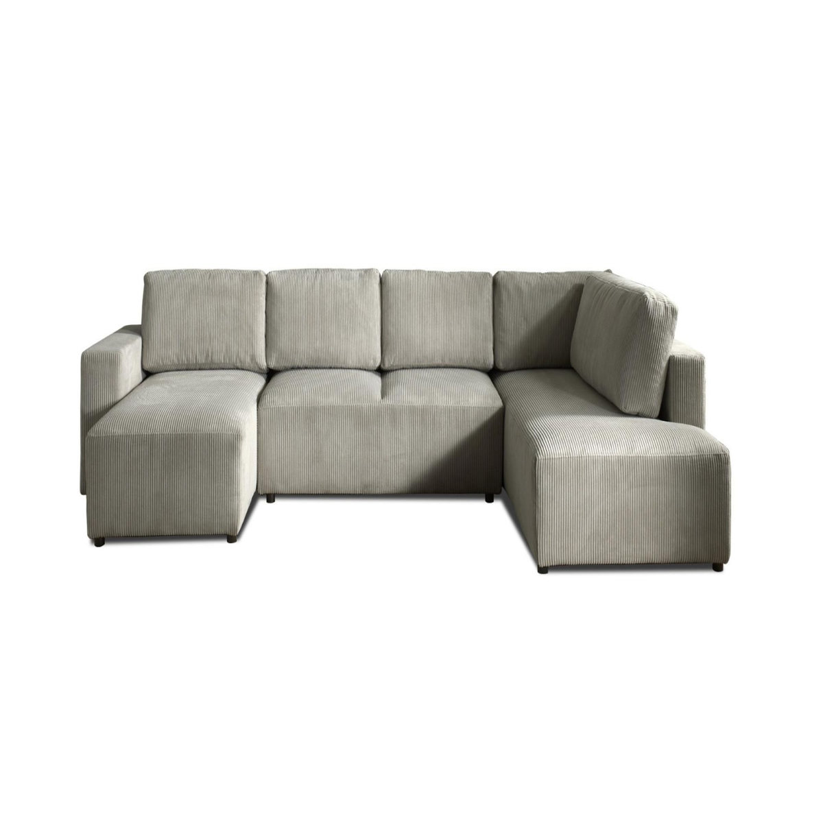 LISA DESIGN Livy - canapé panoramique convertible - avec coffre - en velours côtelé - 7 places - droit