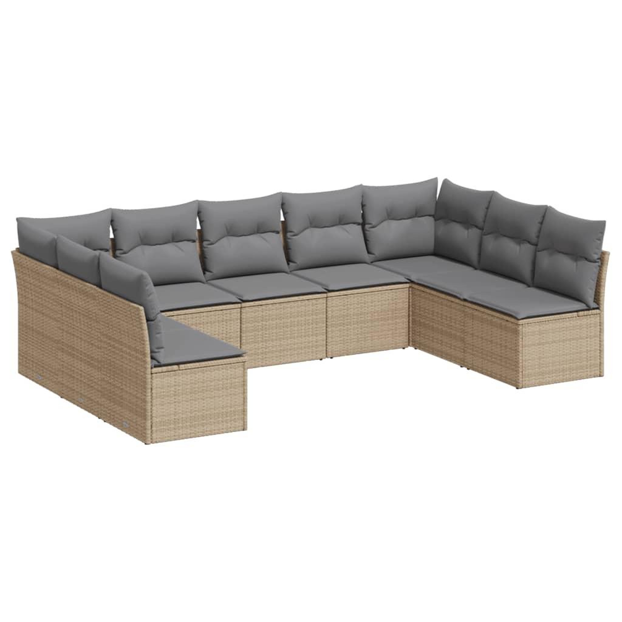 Voir la diapositive 2 : VIDAXL Salon de jardin avec coussins 9 pcs beige resine tressee