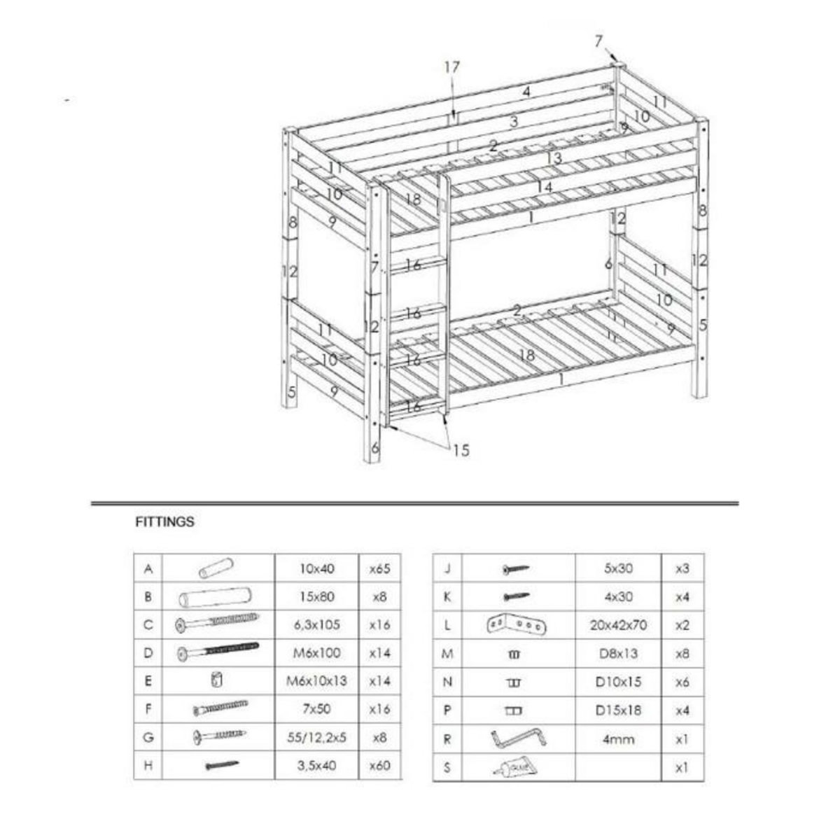 Paris Prix Pack - Lit Superposé Enfant & Tiroir  Pino II  Gris