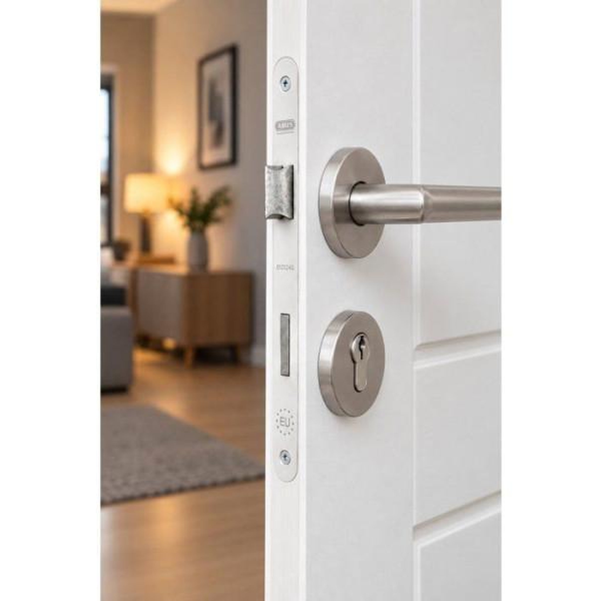 Voir la diapositive 2 : ABUS Serrure a encastrer - ABUS - SE 40 BDCC W/G - Bec de condamnation - Axe 40 mm - Blanc