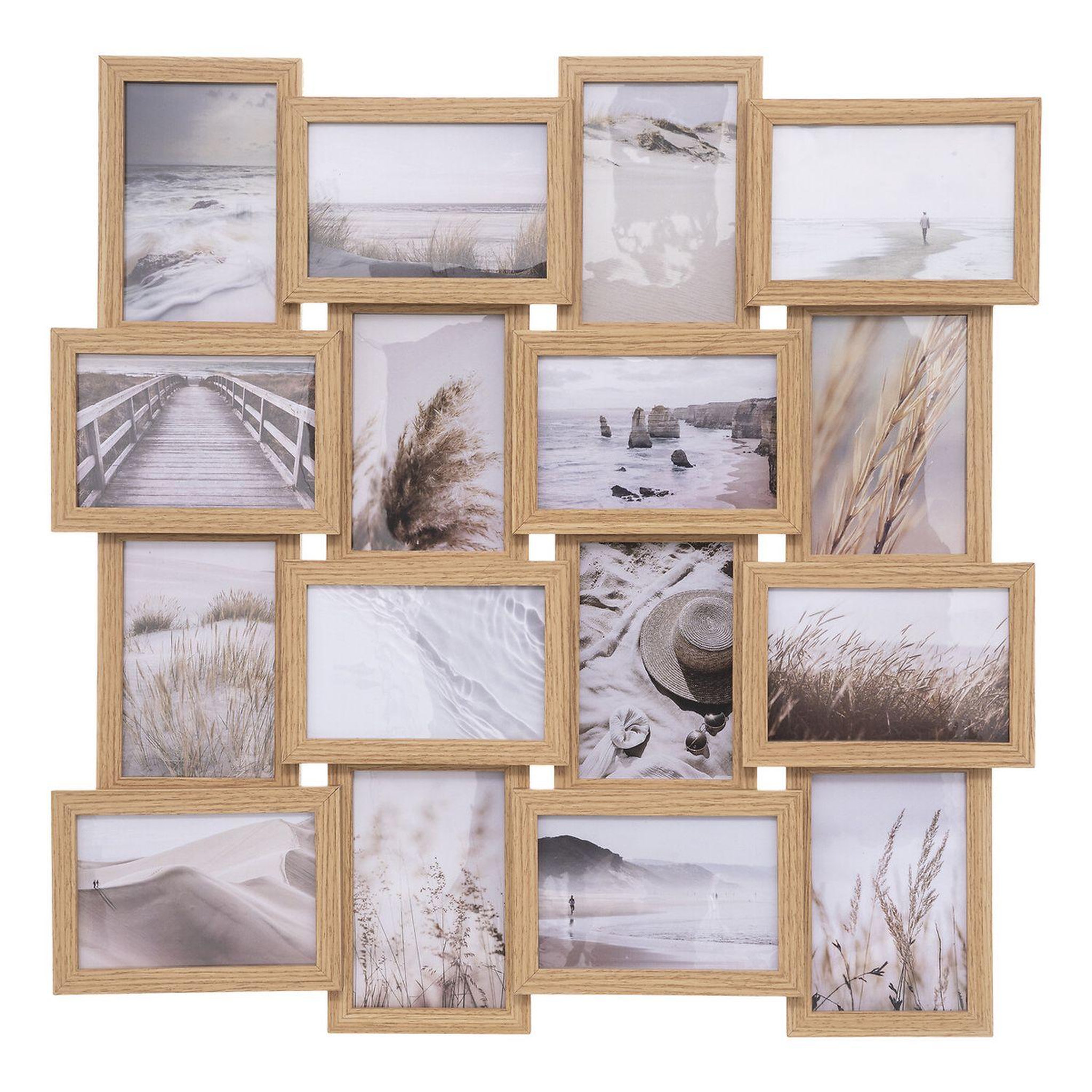 ATMOSPHERA Pêle-mêle en mdf 16 photos effet nature - longueur 58 cm x hauteur 58 cm - beige