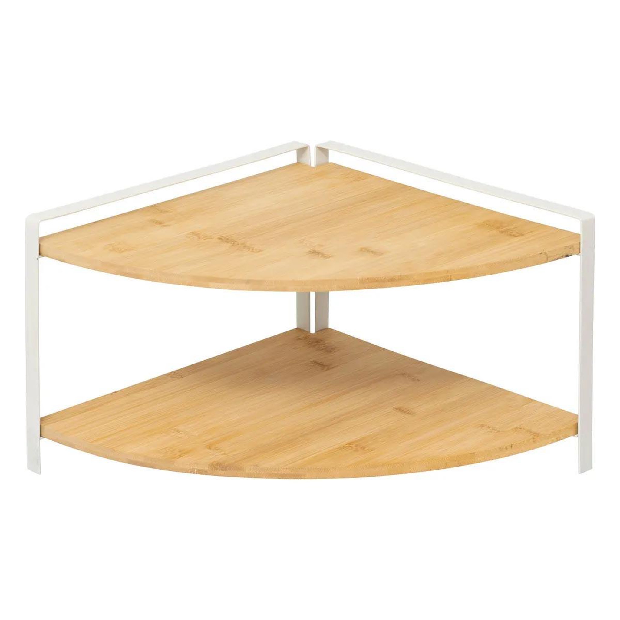 Voir la diapositive 2 : FIVE Étagère d'angle 2 niveaux en bambou  ordera  29cm naturel & blanc