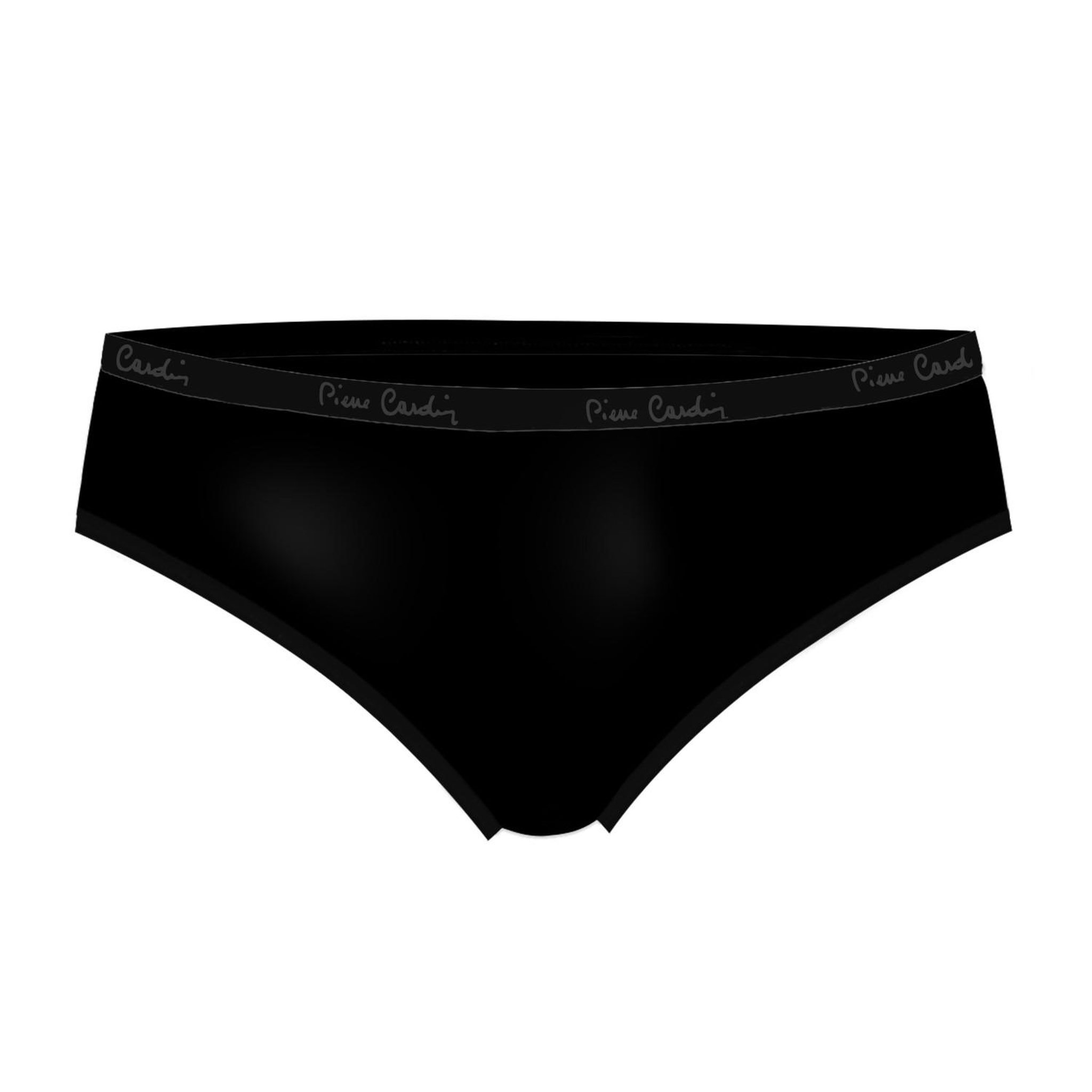 Voir la diapositive 3 : PIERRE CARDIN Lot de 3 slips femme  en coton uni et imprimé ceinture fine 2cm bgp