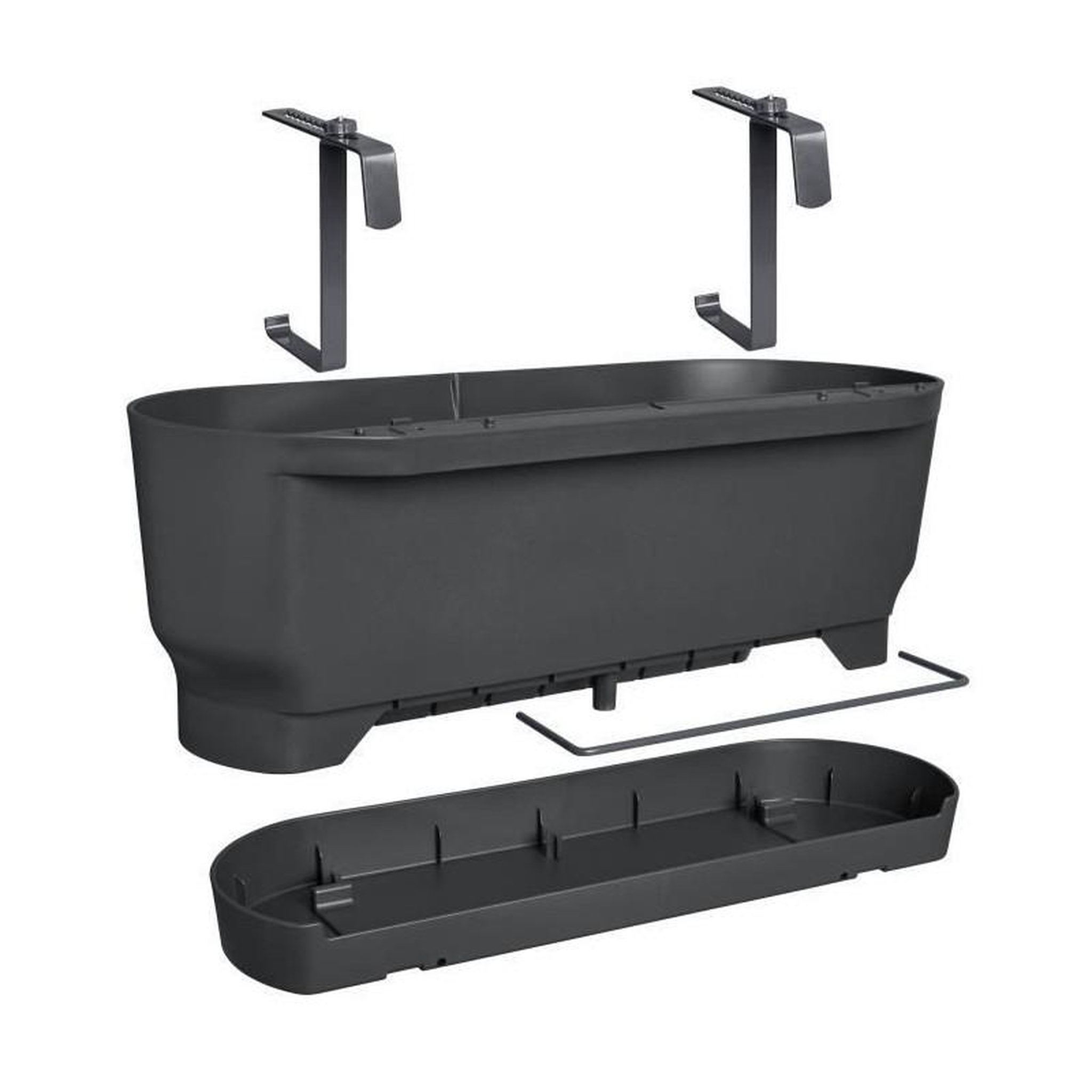 ELHO ELHO - Pot de fleurs  -  Greenville Easy Balcony 52 - Living Noir - Balcon - L 21.2 x W 52 x H 19.4 cm