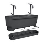 ELHO ELHO - Pot de fleurs  -  Greenville Easy Balcony 52 - Living Noir - Balcon - L 21.2 x W 52 x H 19.4 cm