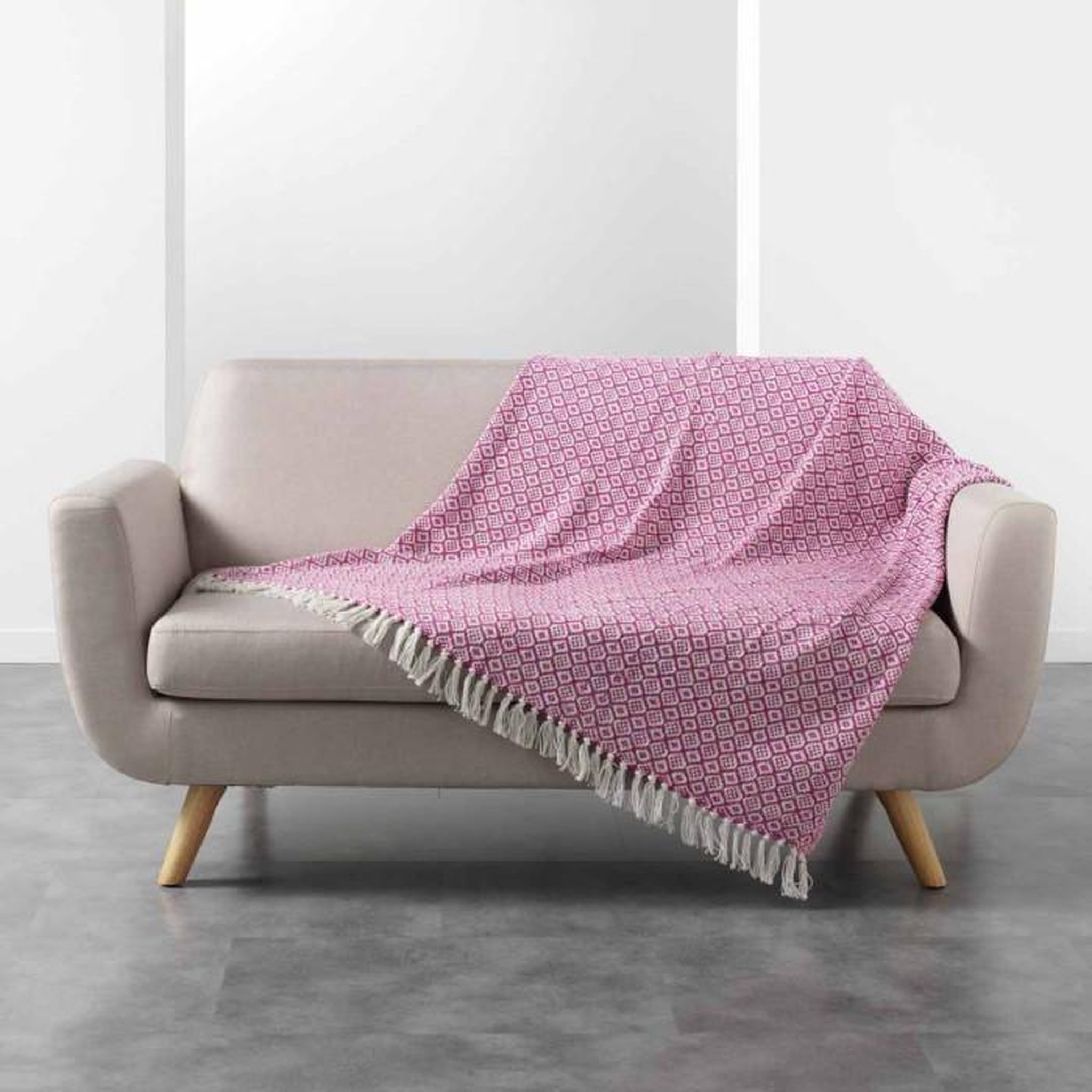 Voir la diapositive 1 : Paris Prix Plaid à Franges  Pithaya  125x150cm Rose