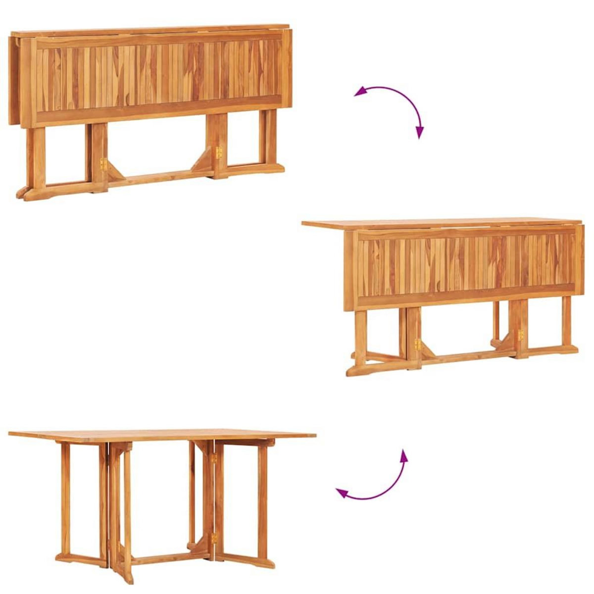 VIDAXL Table pliable de jardin papillon 150x90x75 cm Bois teck solide