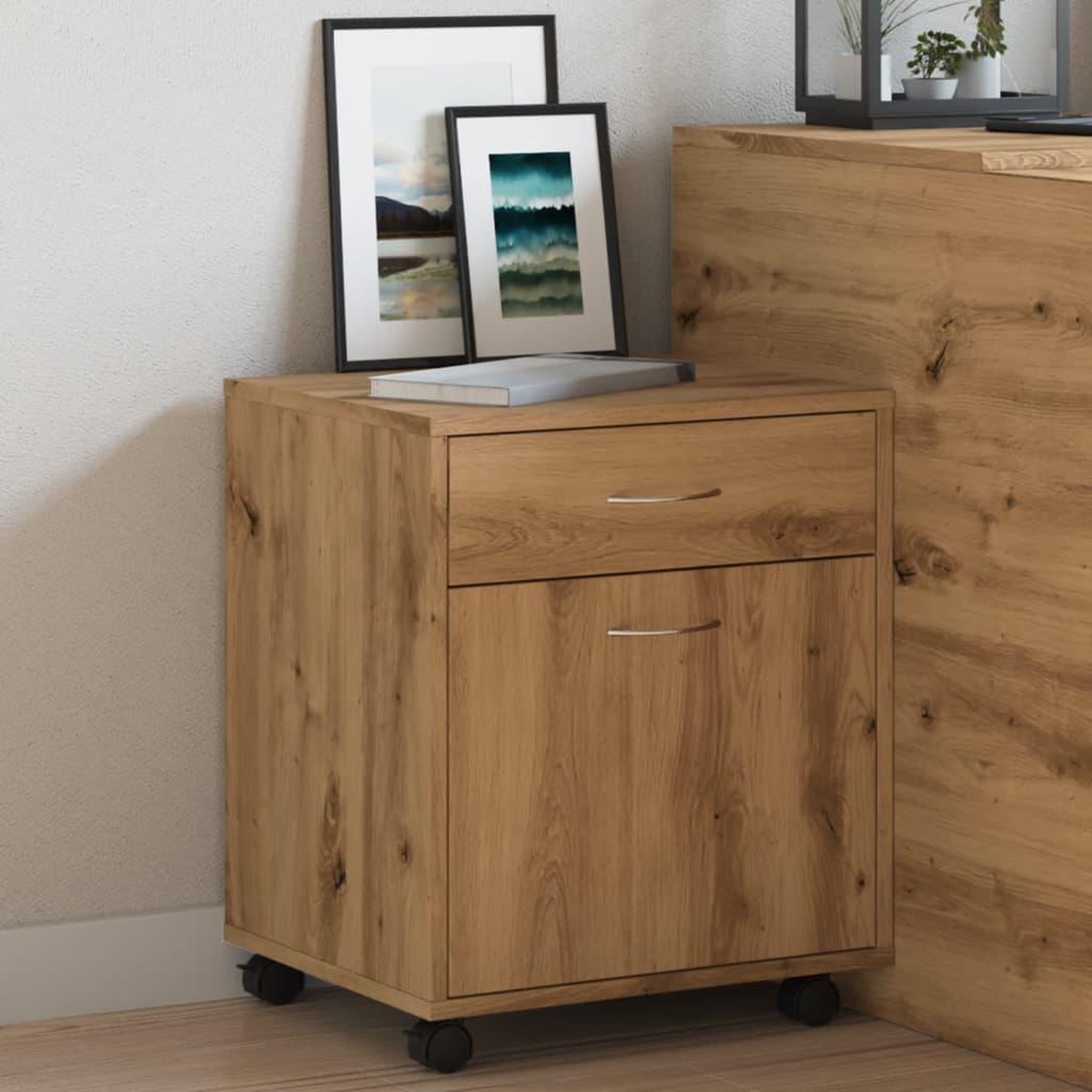 Voir la diapositive 4 : VIDAXL Armoire roulante chene artisanal 45x38x54 cm bois d'ingenierie