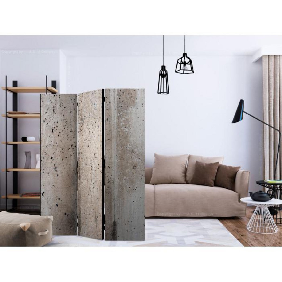 Paris Prix Paravent 3 Volets  Old Concrete  135x172cm