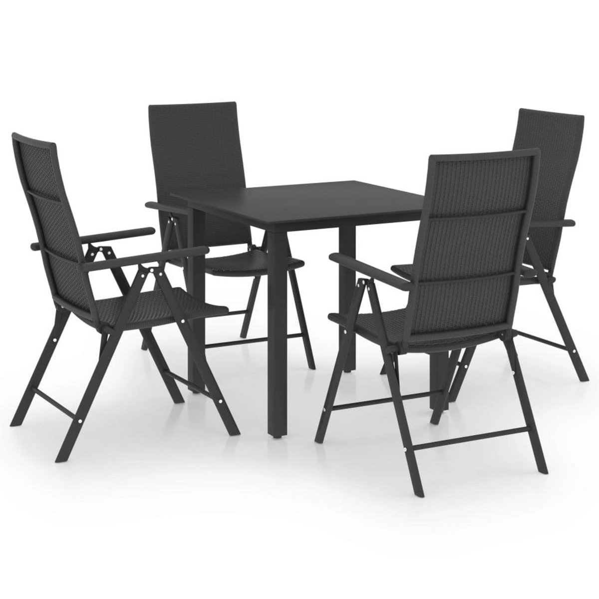 VIDAXL Ensemble a manger de jardin 5 pcs noir