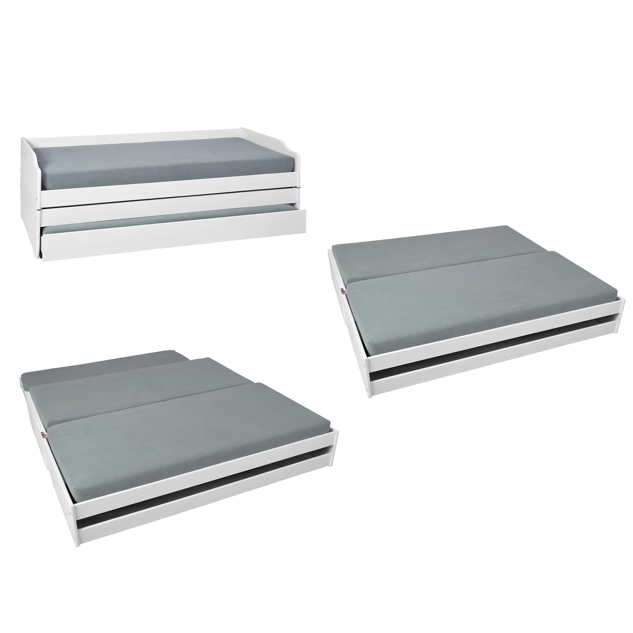 Voir la diapositive 4 : INTERLINK Lit gigogne LOTAR 90x200 blanc